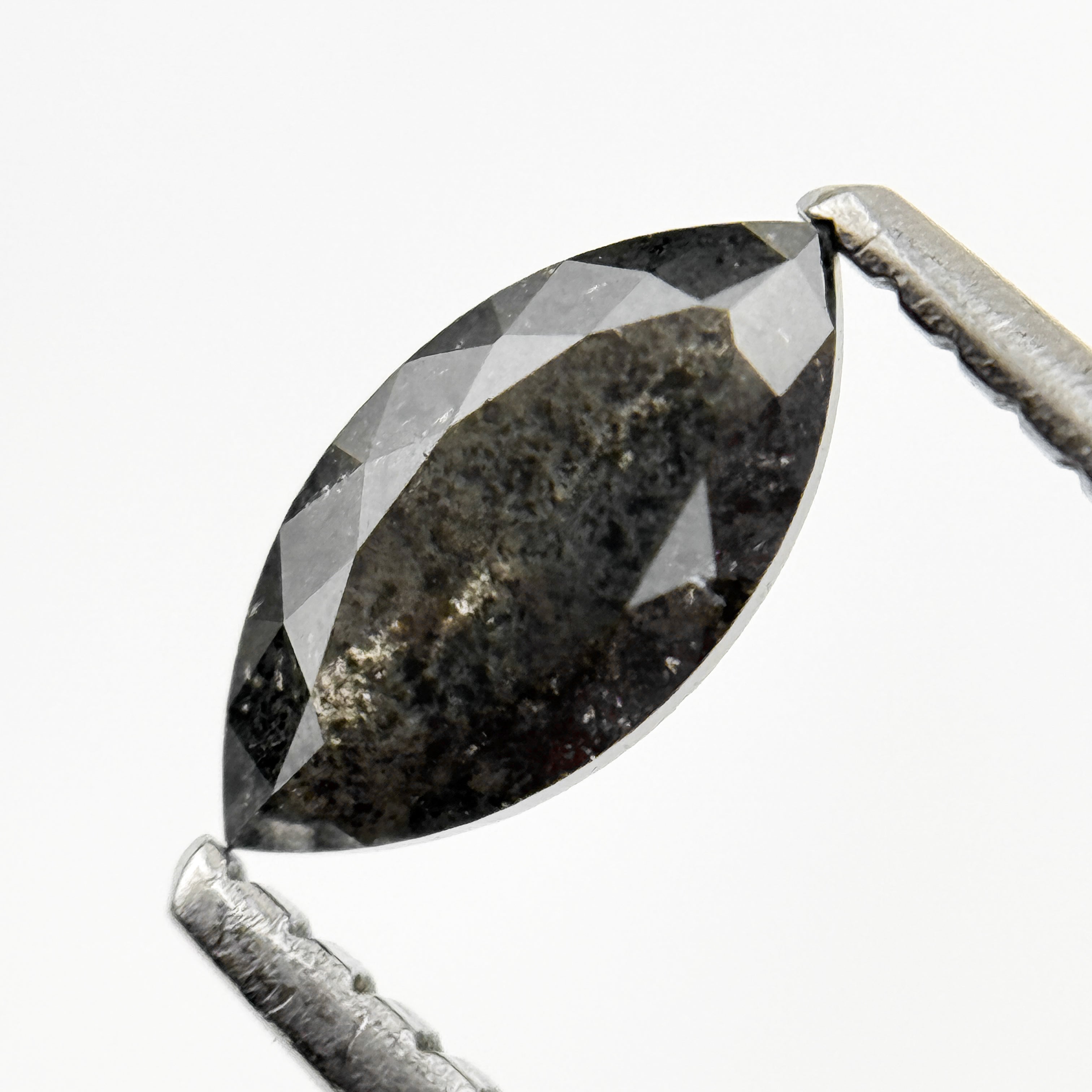 0.62 Ct Marquise Rose Cut Grey Natural Galaxy Diamond