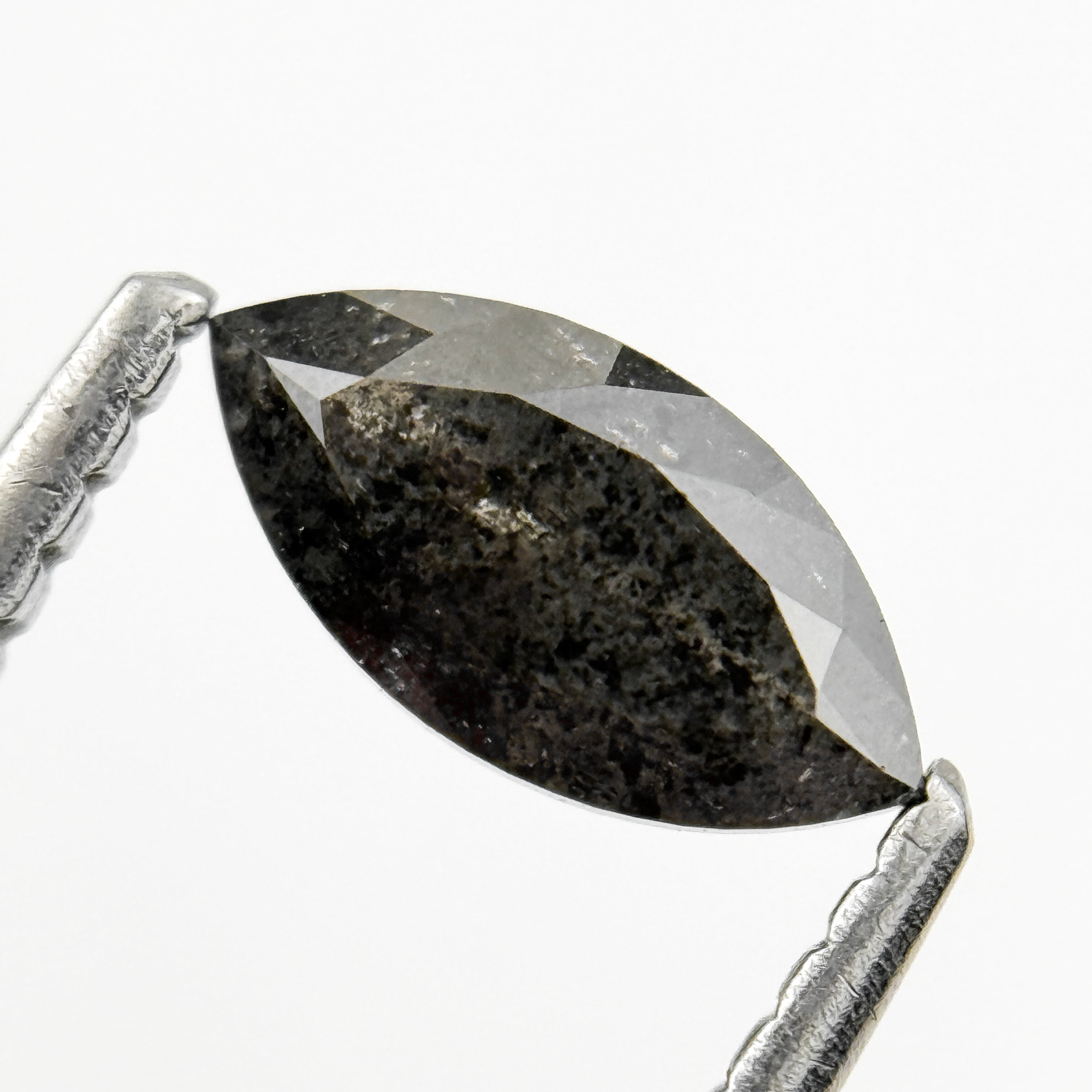0.62 Ct Marquise Rose Cut Grey Natural Galaxy Diamond