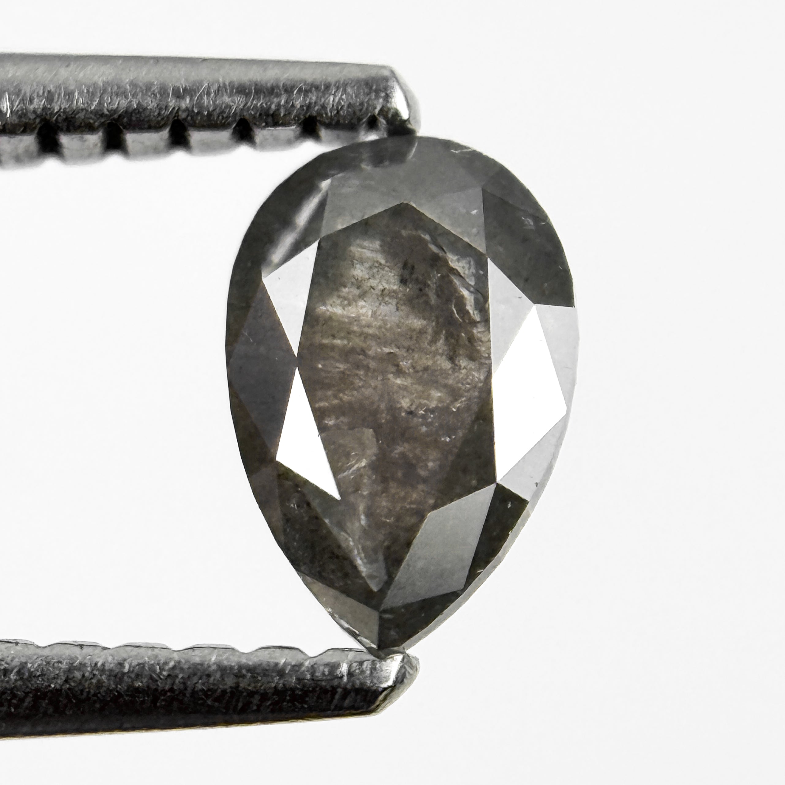 0.58 Ct Pear Rose Cut Grey Natural Minimalist Diamond