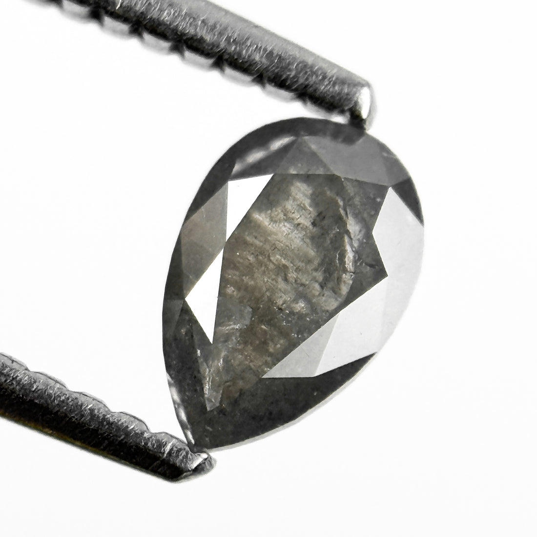 0.58 Ct Pear Rose Cut Grey Natural Minimalist Diamond