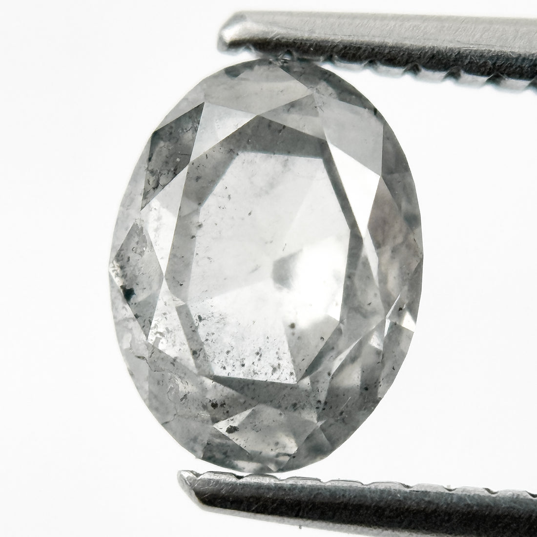 1.79 Ct Oval Rose Cut ICY White Natural Salt and Pepper Diamond