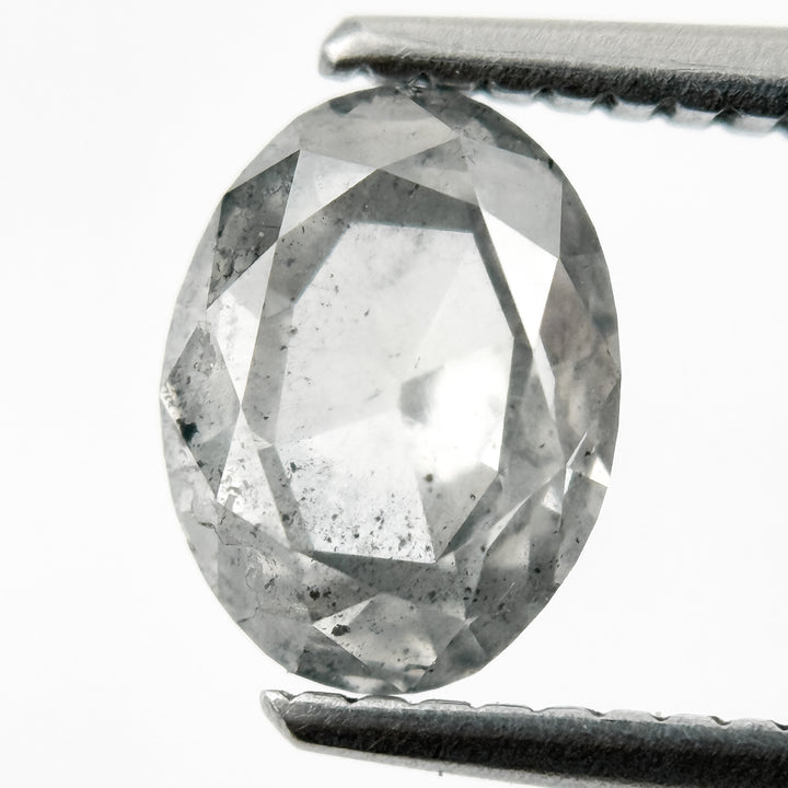 1.79 Ct Oval Rose Cut ICY White Natural Salt and Pepper Diamond