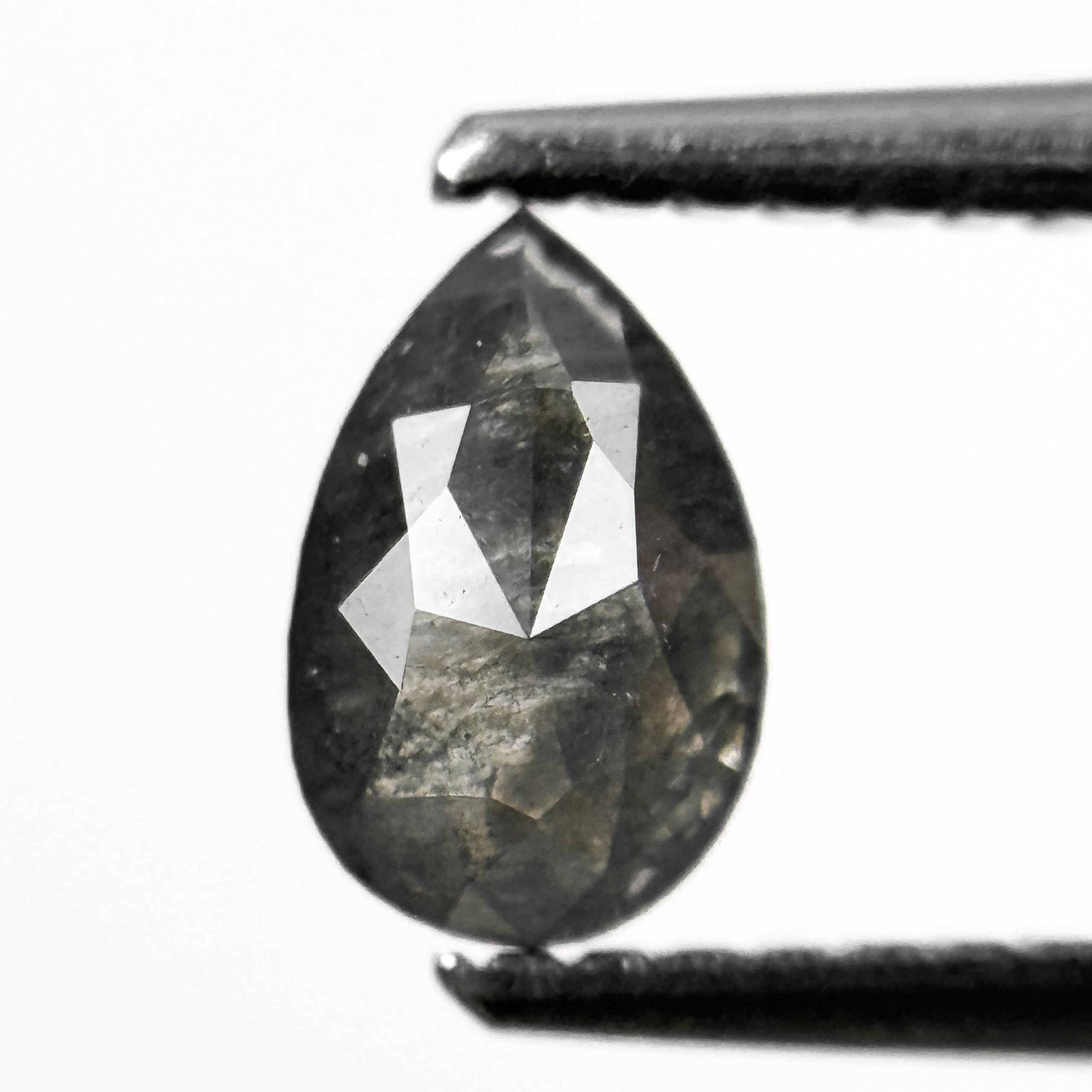 0.58 Ct Pear Rose Cut Grey Natural Minimalist Diamond