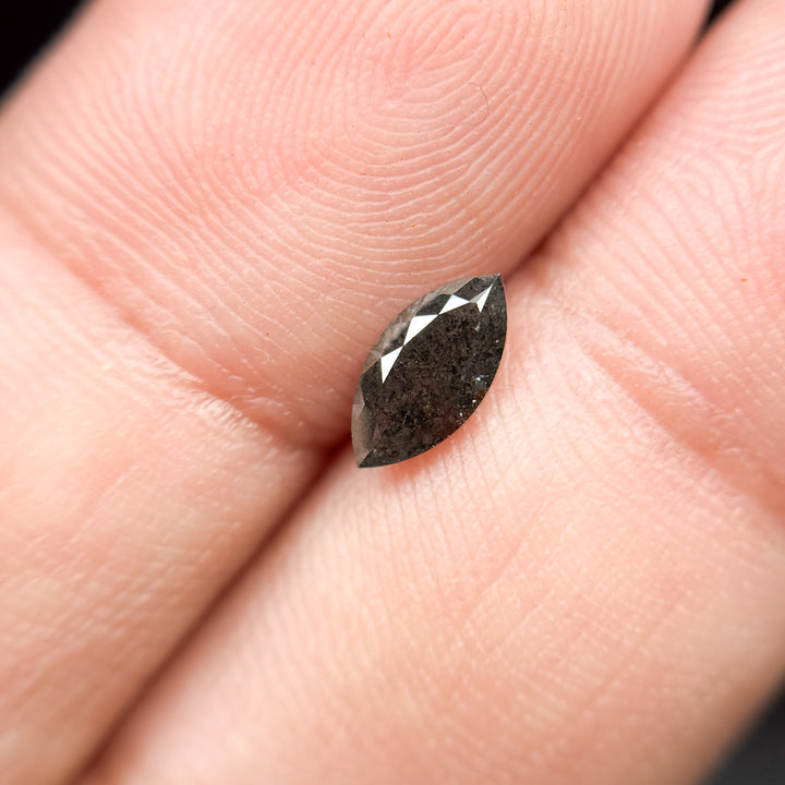0.62 Ct Marquise Rose Cut Grey Natural Galaxy Diamond