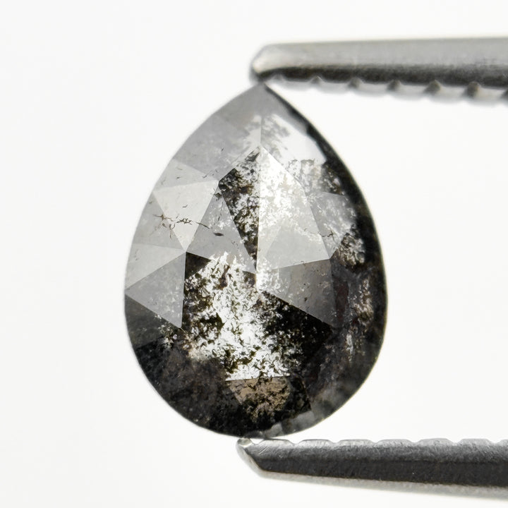 0.75 Ct Pear Rose Cut Grey Natural Minimal Salt and pepper Diamond