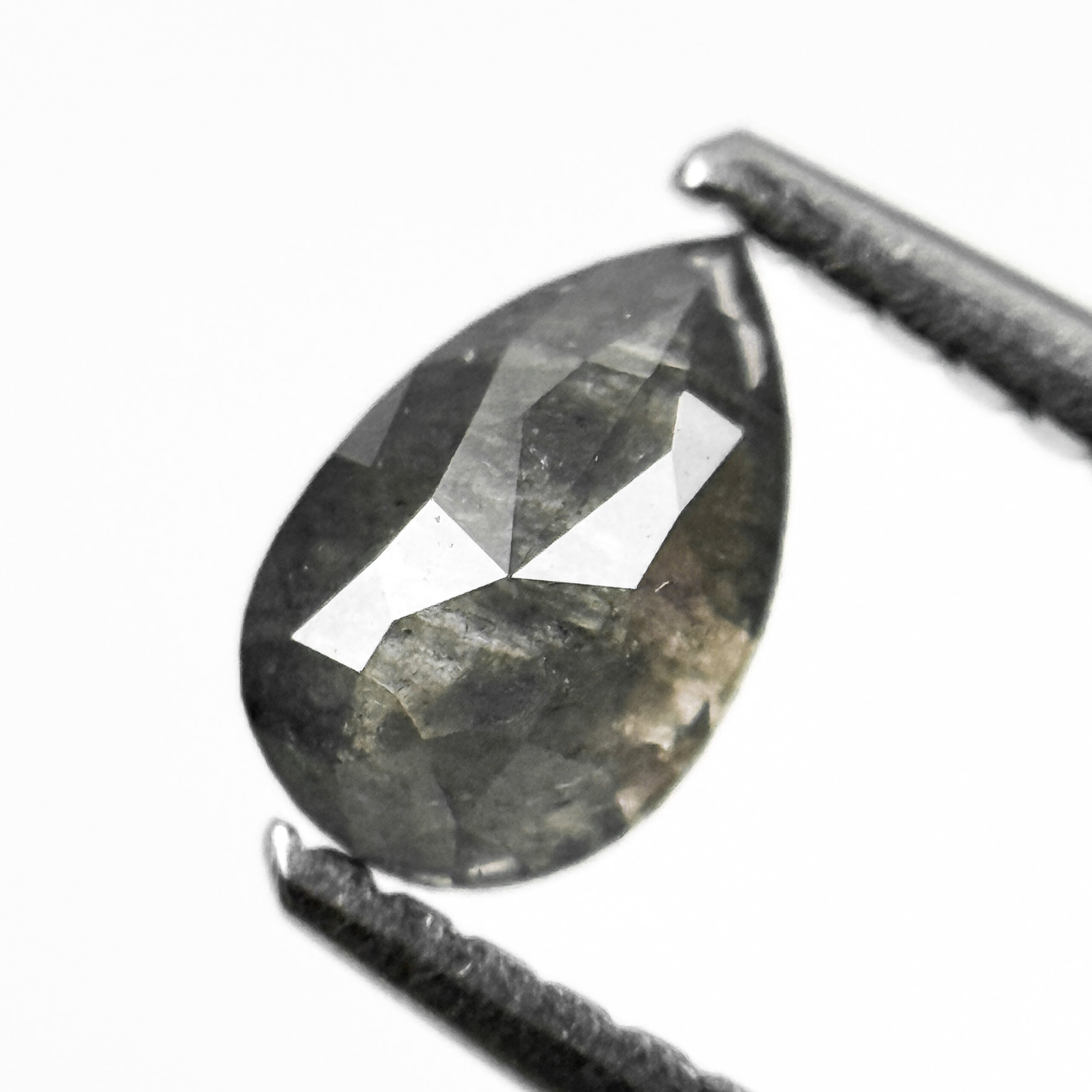 0.58 Ct Pear Rose Cut Grey Natural Minimalist Diamond