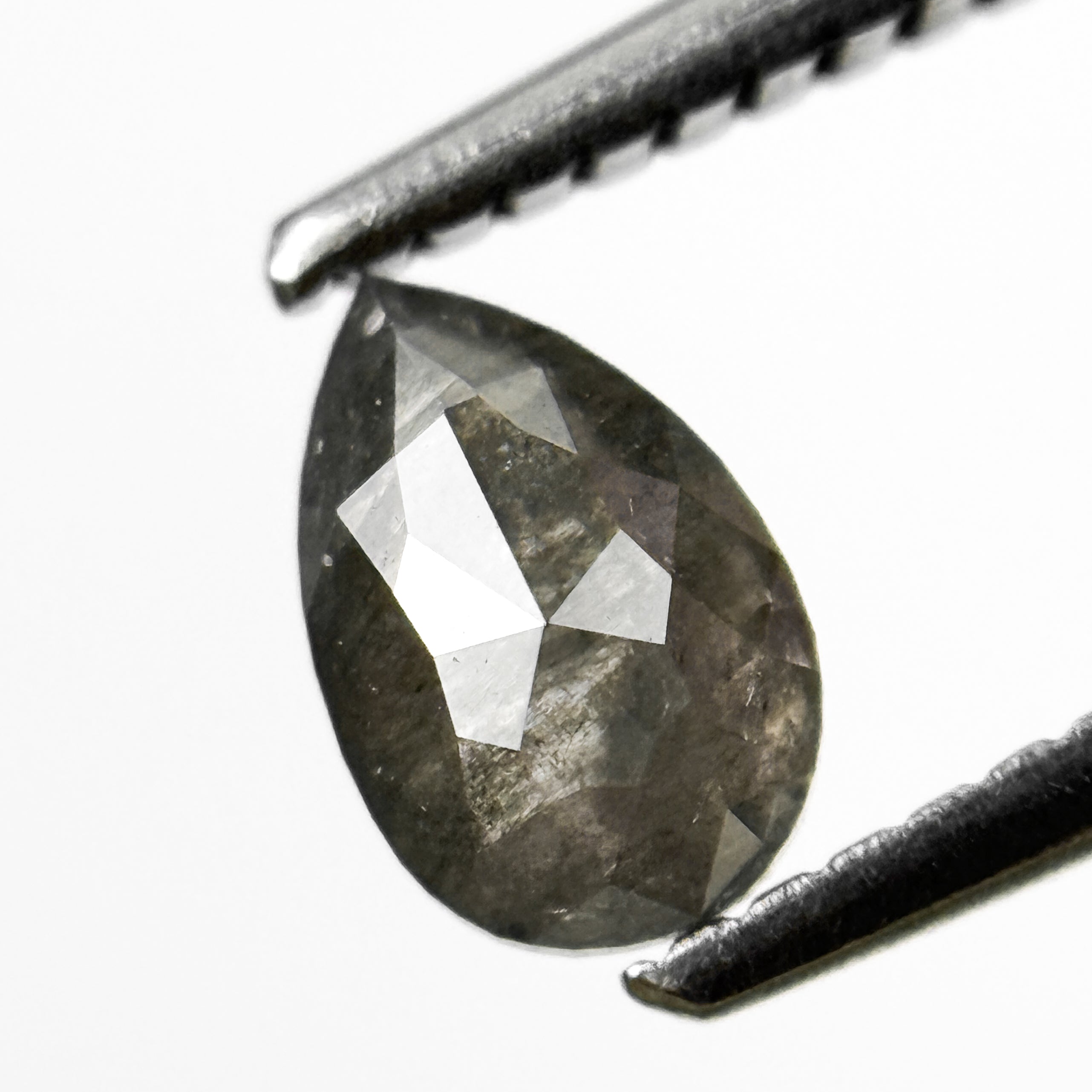 0.58 Ct Pear Rose Cut Grey Natural Minimalist Diamond