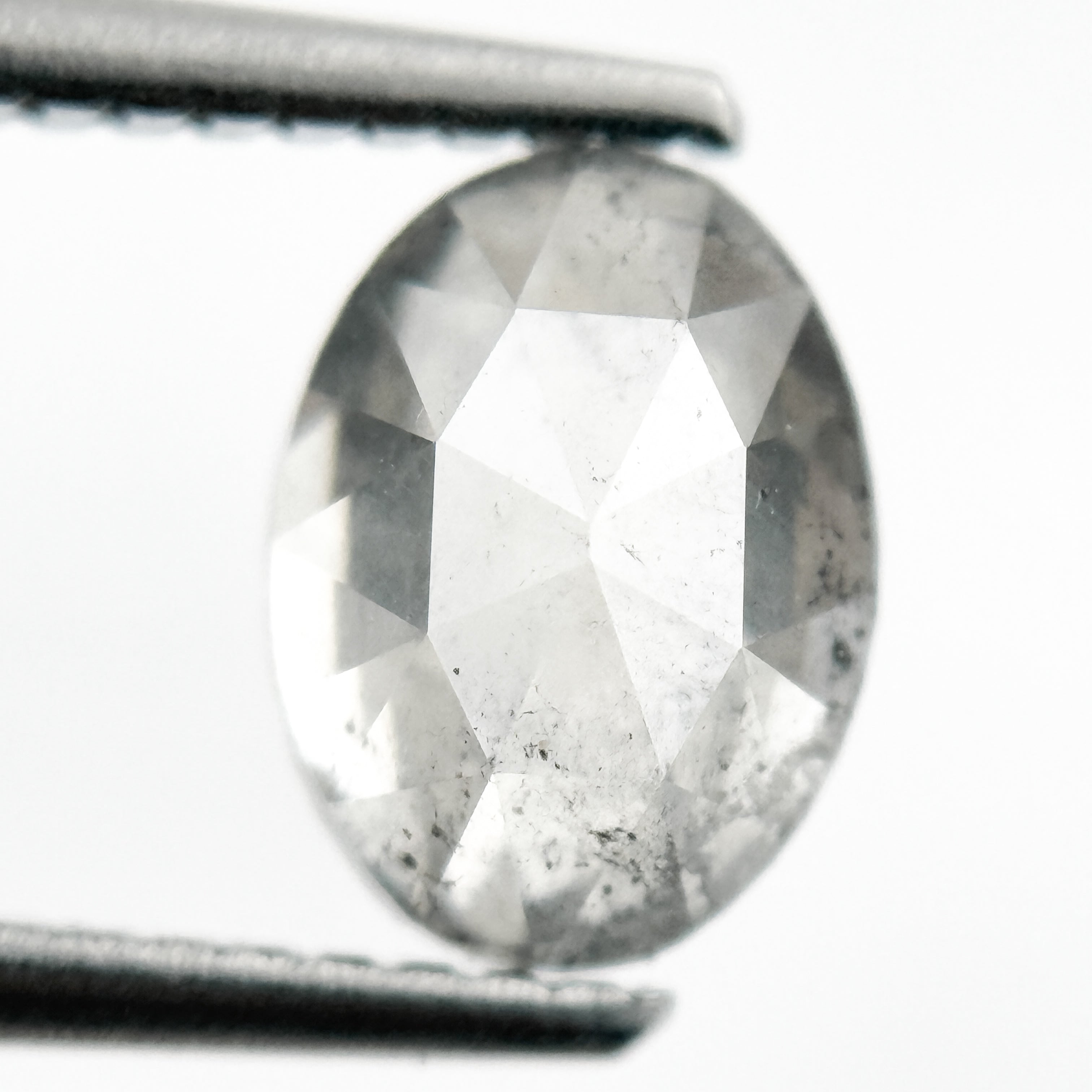 1.79 Ct Oval Rose Cut ICY White Natural Salt and Pepper Diamond