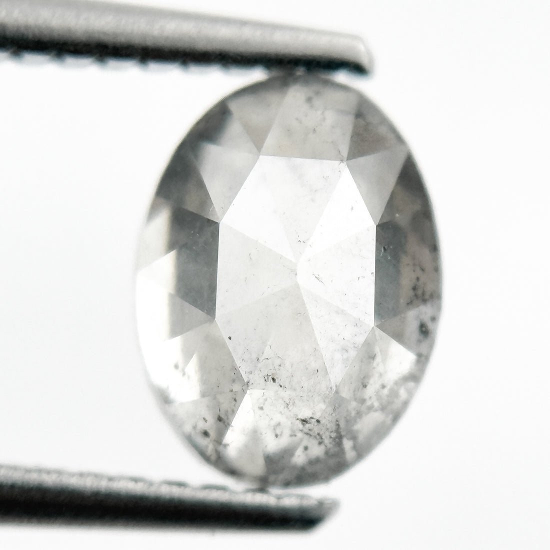 1.79 Ct Oval Rose Cut ICY White Natural Salt and Pepper Diamond