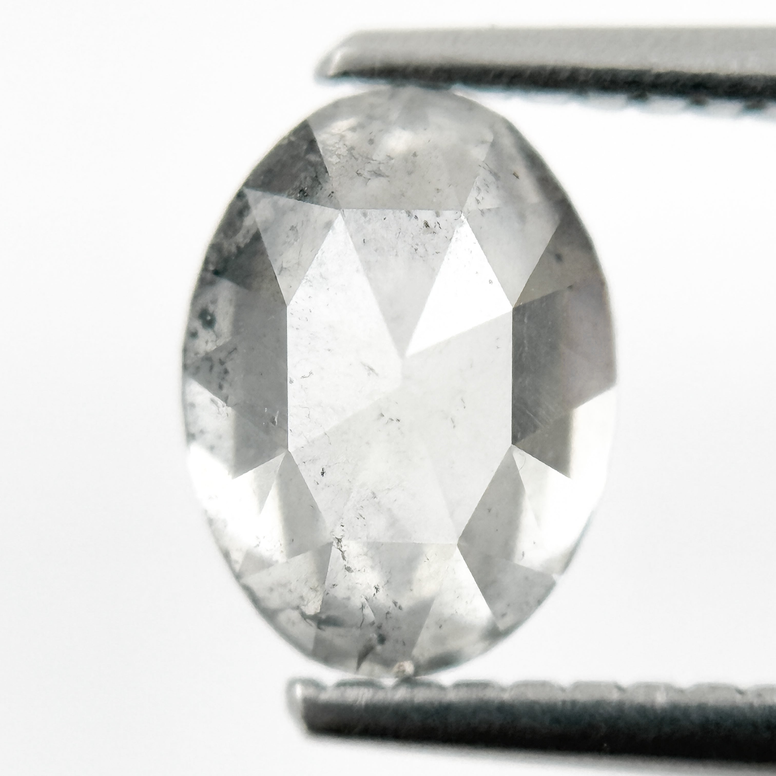 1.79 Ct Oval Rose Cut ICY White Natural Salt and Pepper Diamond