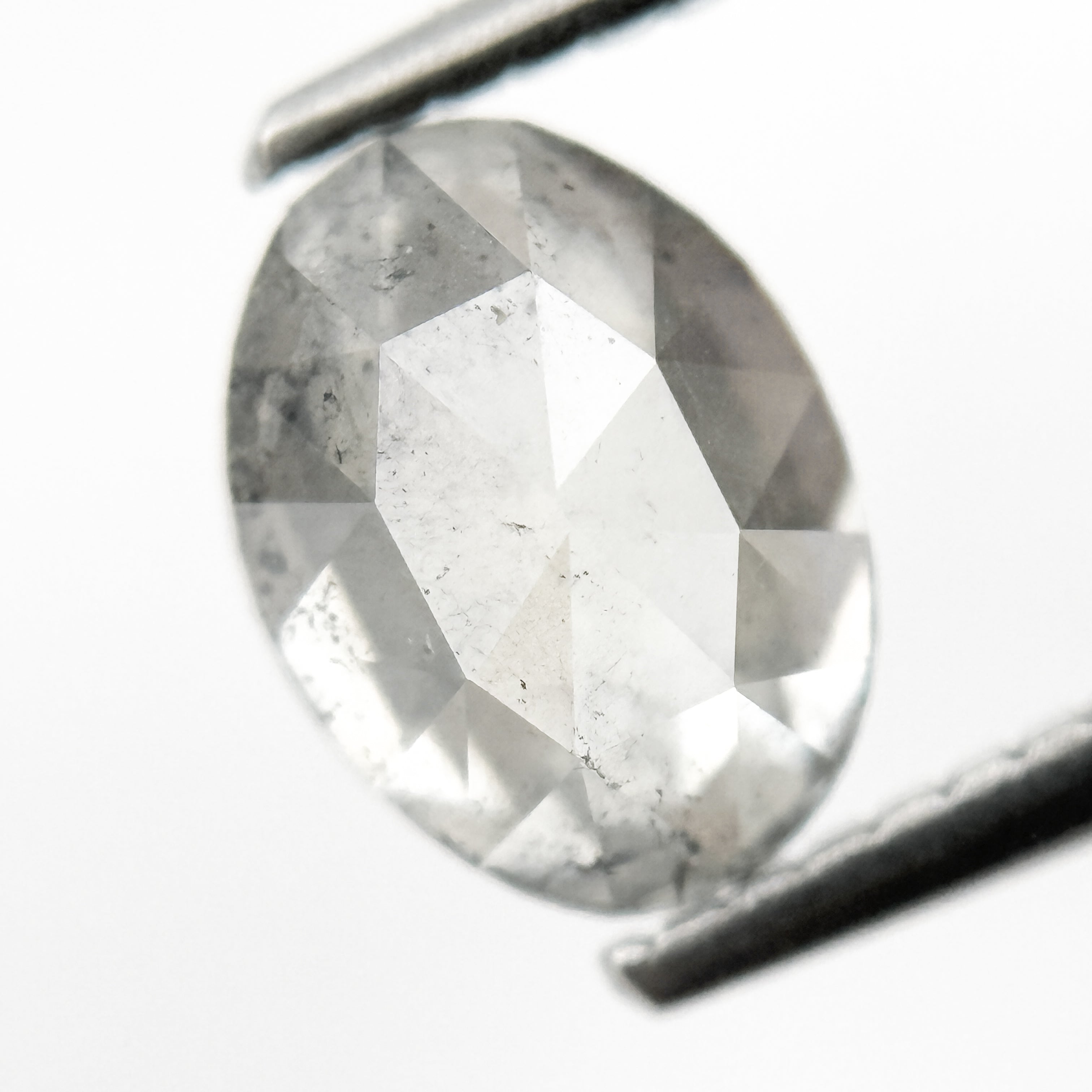 1.79 Ct Oval Rose Cut ICY White Natural Salt and Pepper Diamond