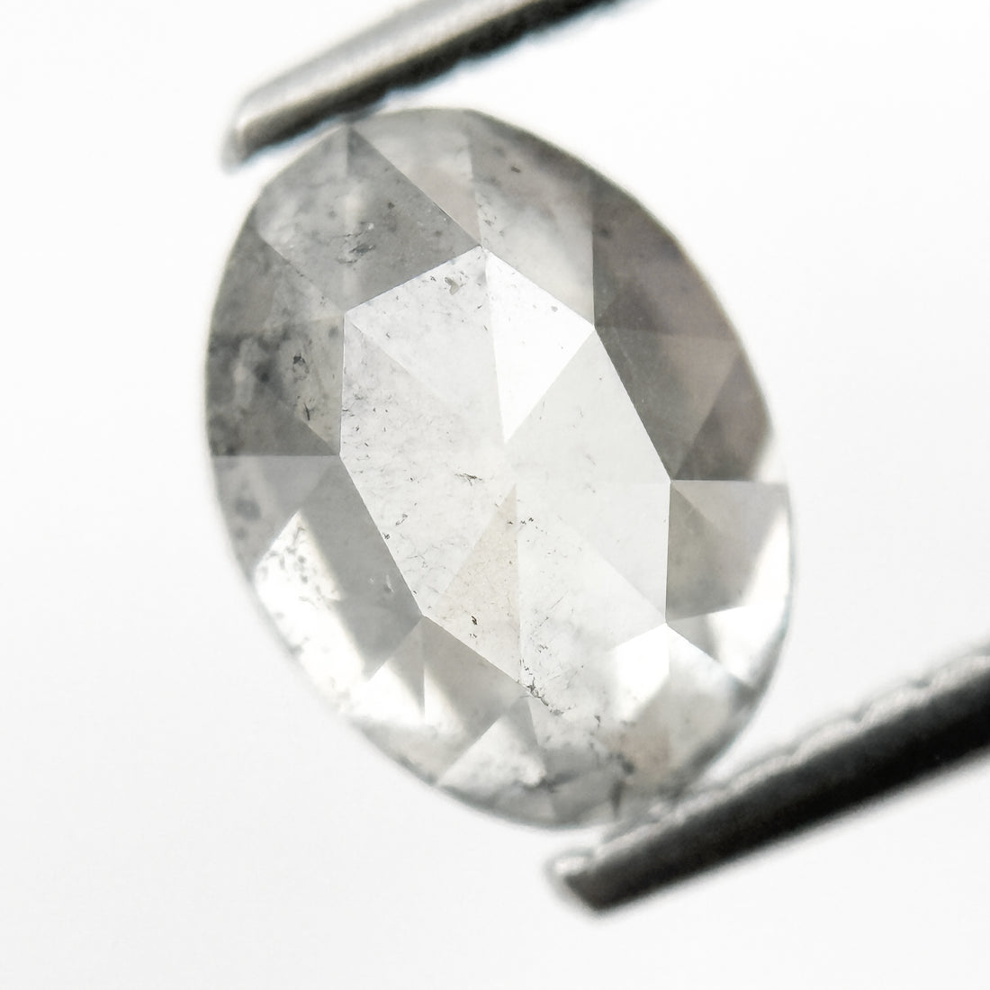 1.79 Ct Oval Rose Cut ICY White Natural Salt and Pepper Diamond