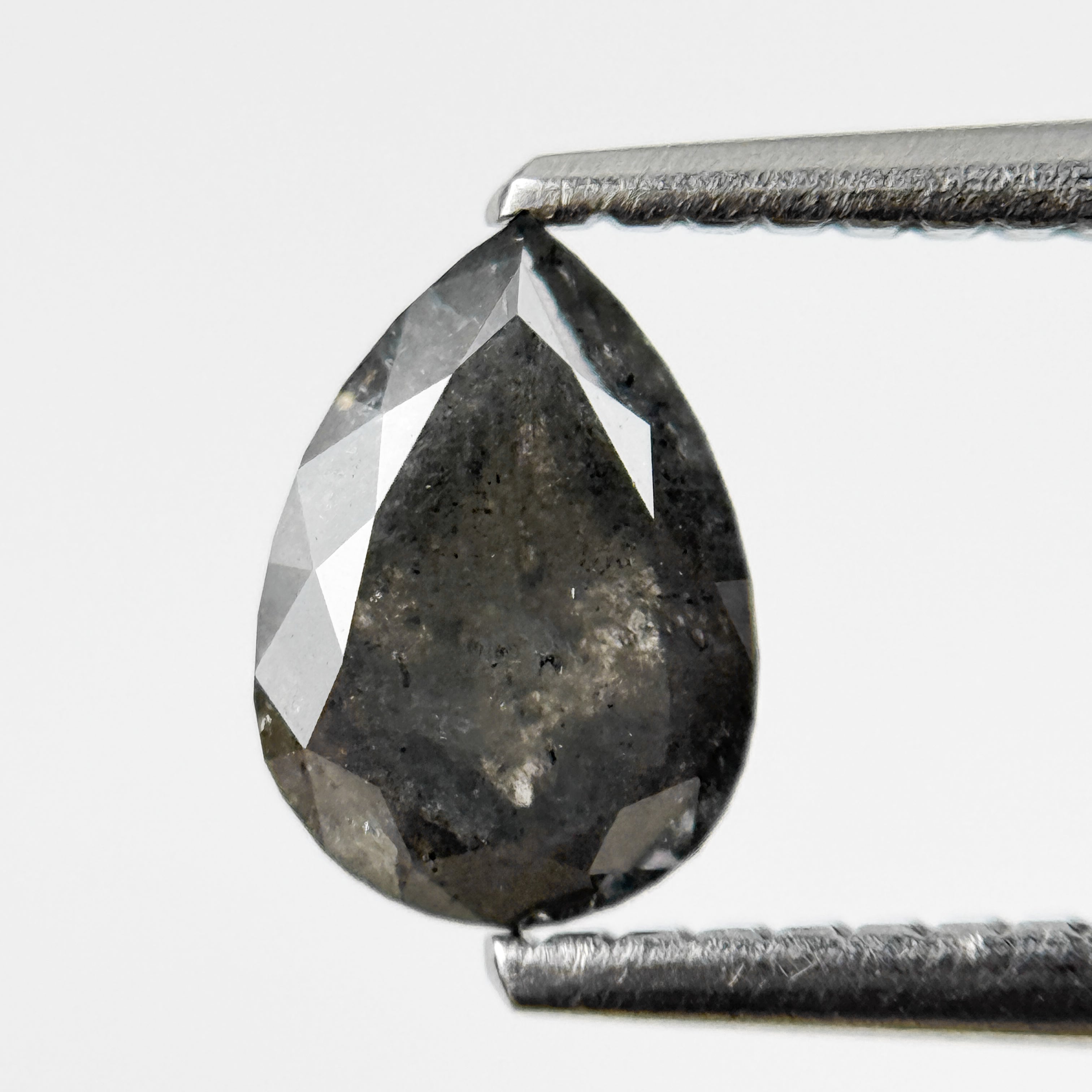 0.88 Ct Pear Rose Cut Grey Natural Salt and Pepper Diamond