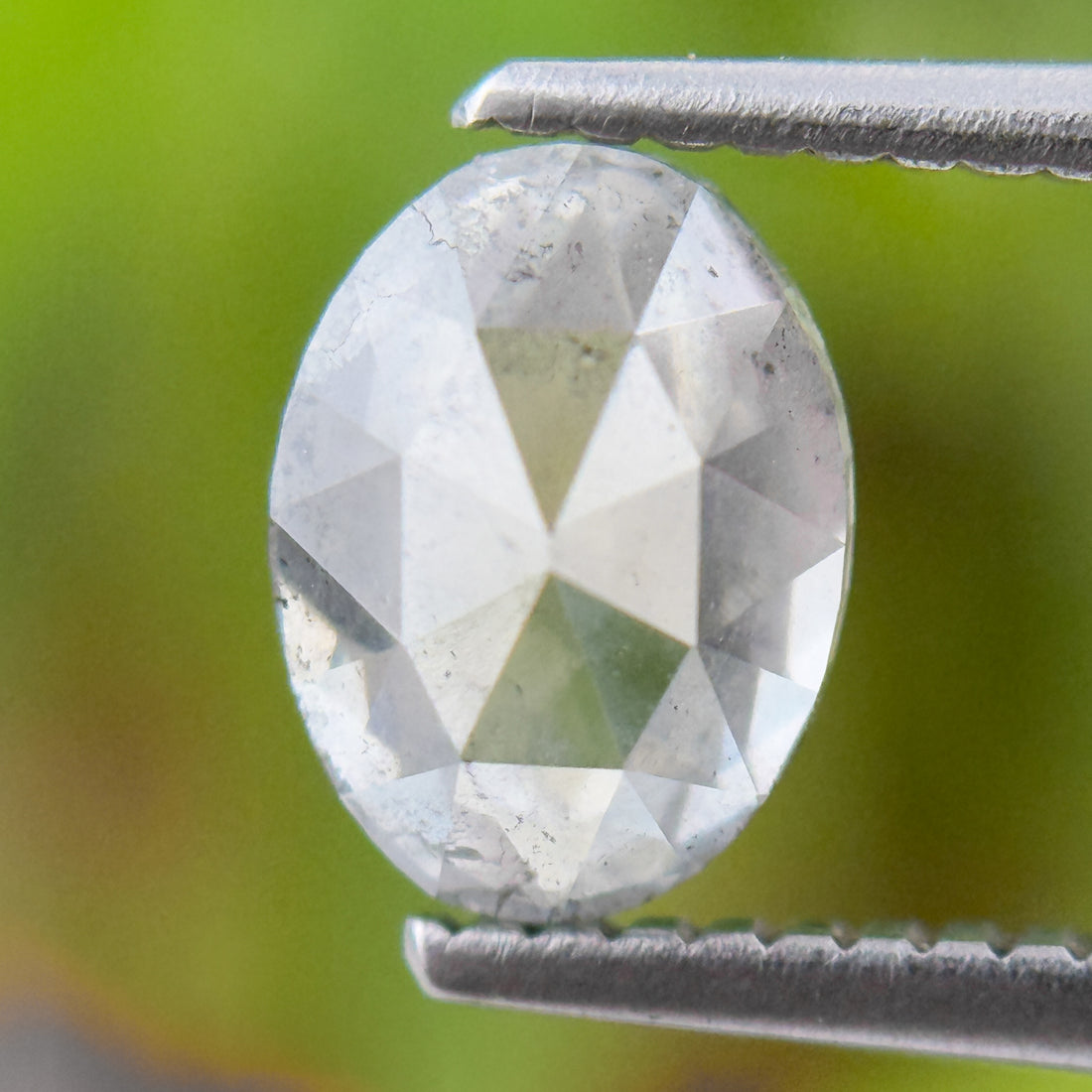 1.79 Ct Oval Rose Cut ICY White Natural Salt and Pepper Diamond