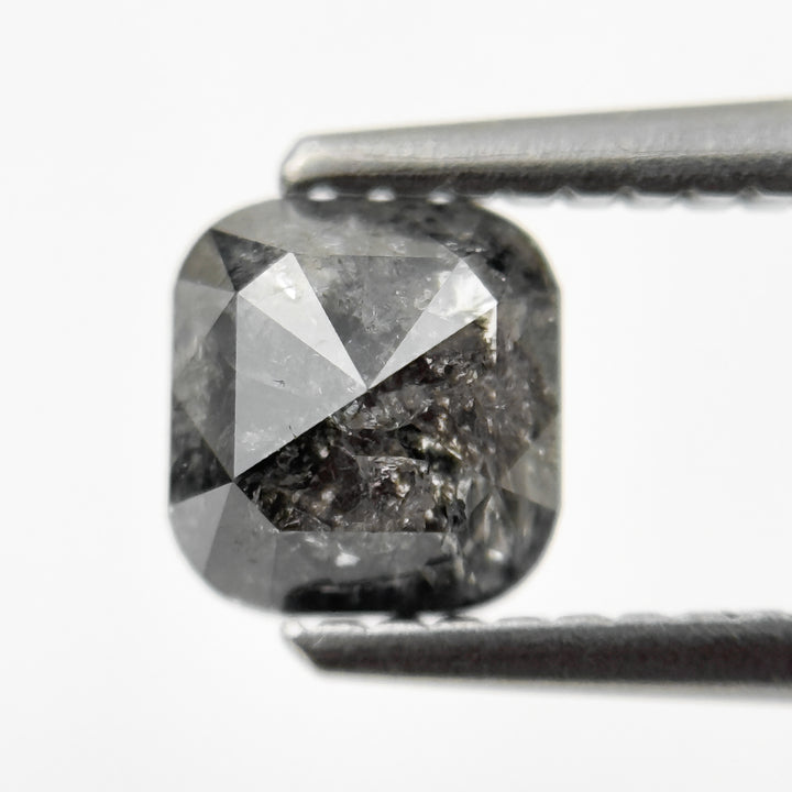1.08 Ct Cushion Rose Cut Grey Natural Fancy Salt and pepper Diamond