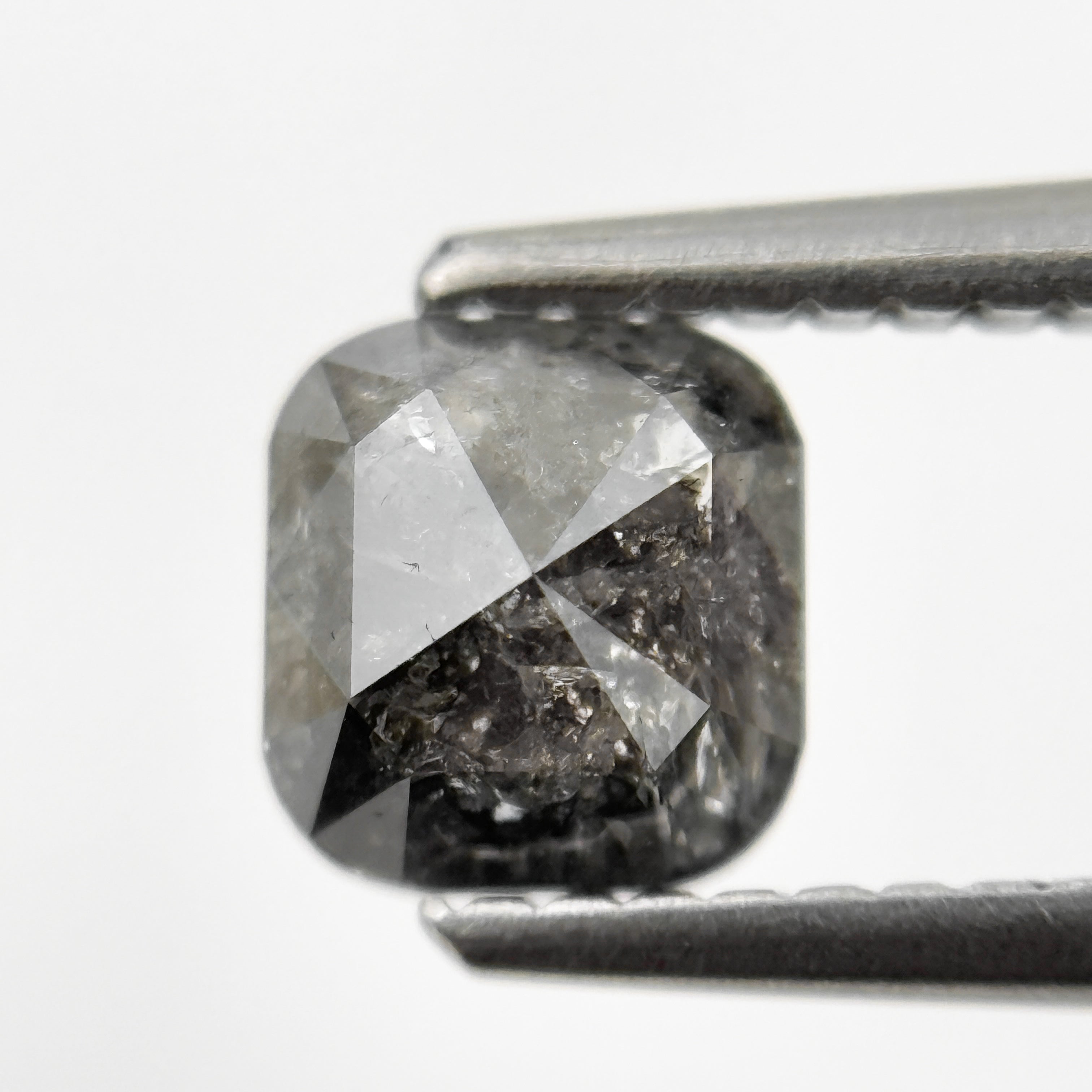 1.08 Ct Cushion Rose Cut Grey Natural Fancy Salt and pepper Diamond