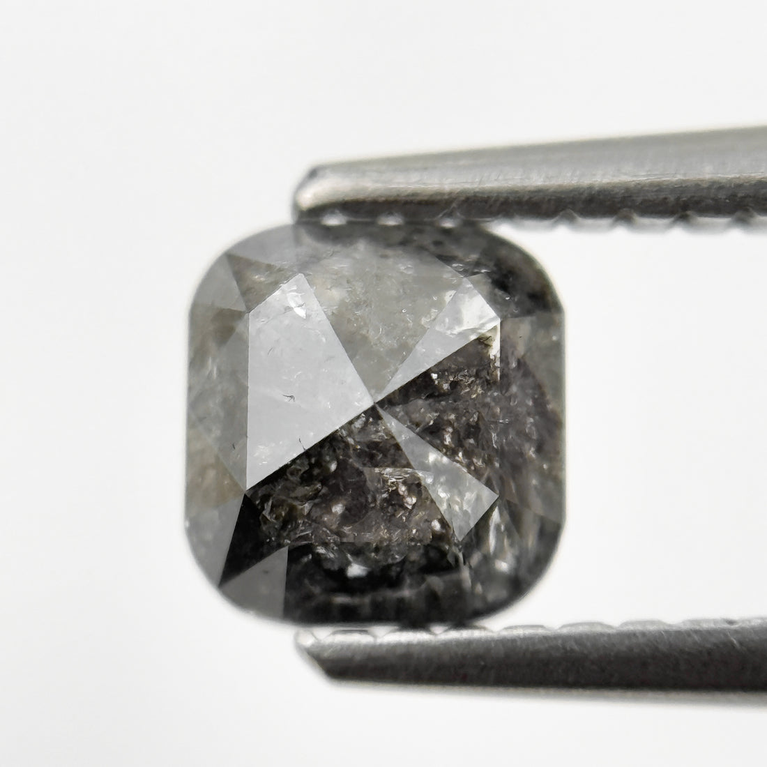 1.08 Ct Cushion Rose Cut Grey Natural Fancy Salt and pepper Diamond