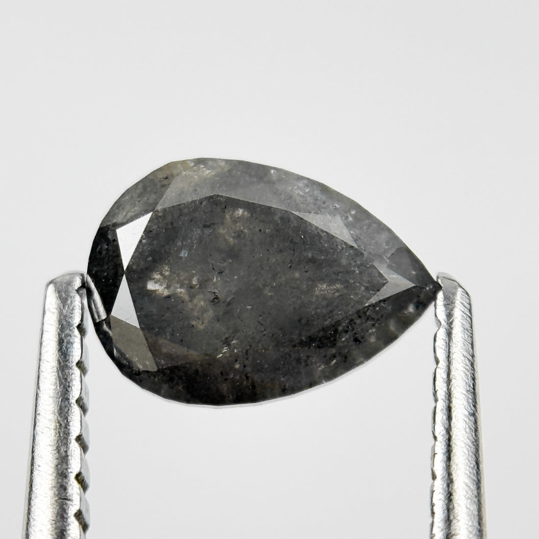 0.88 Ct Pear Rose Cut Grey Natural Salt and Pepper Diamond