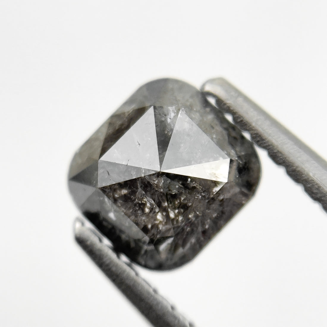 1.08 Ct Cushion Rose Cut Grey Natural Fancy Salt and pepper Diamond