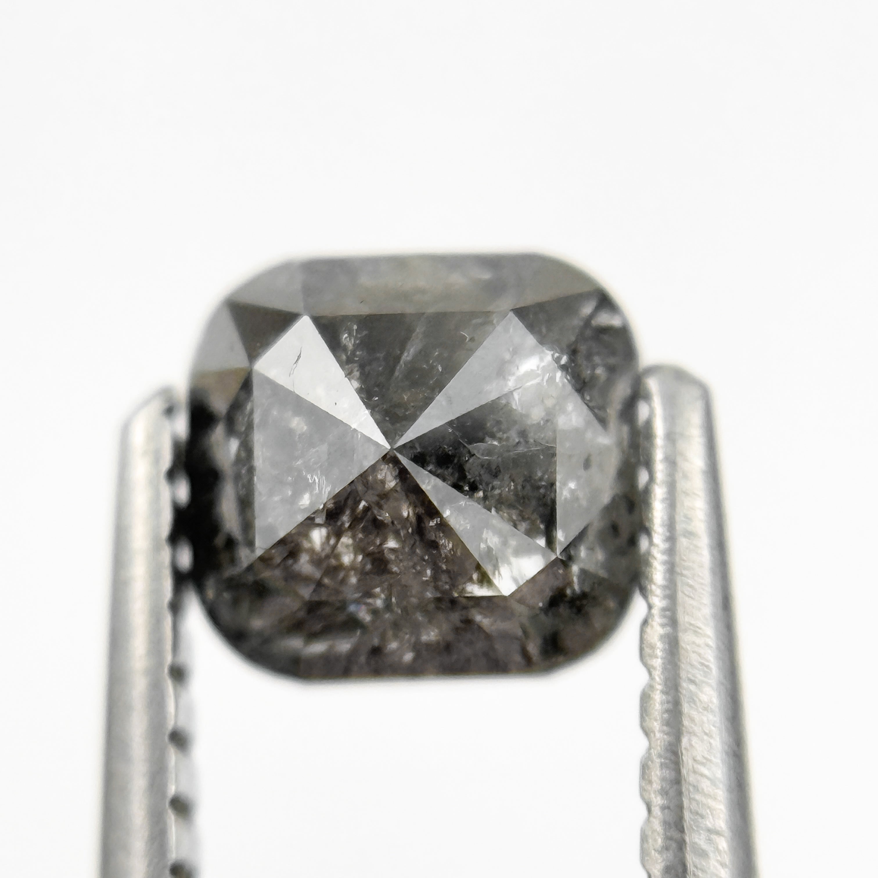 1.08 Ct Cushion Rose Cut Grey Natural Fancy Salt and pepper Diamond
