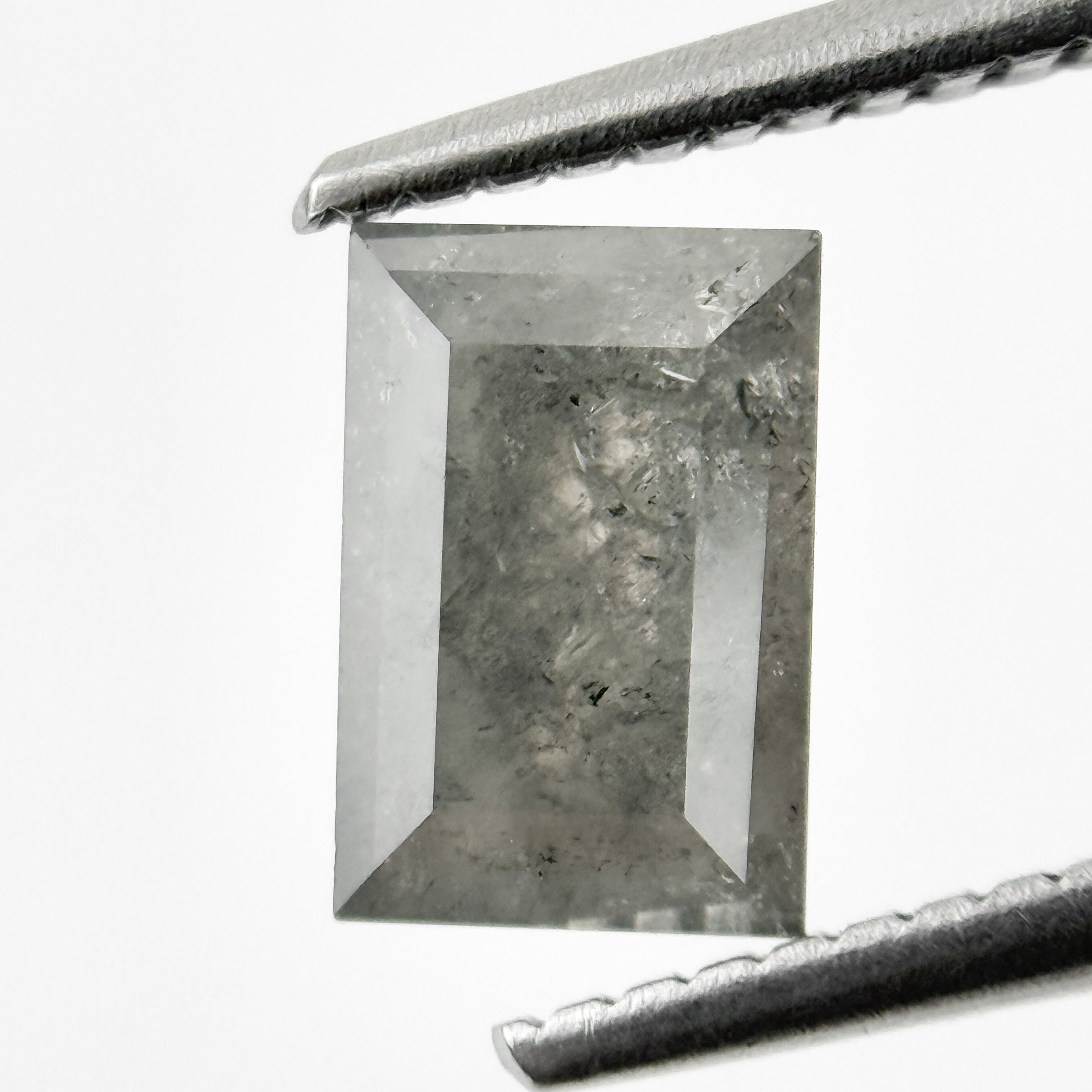 1.15 Ct Baguette Rose Cut Grey Natural Salt and Pepper Diamond