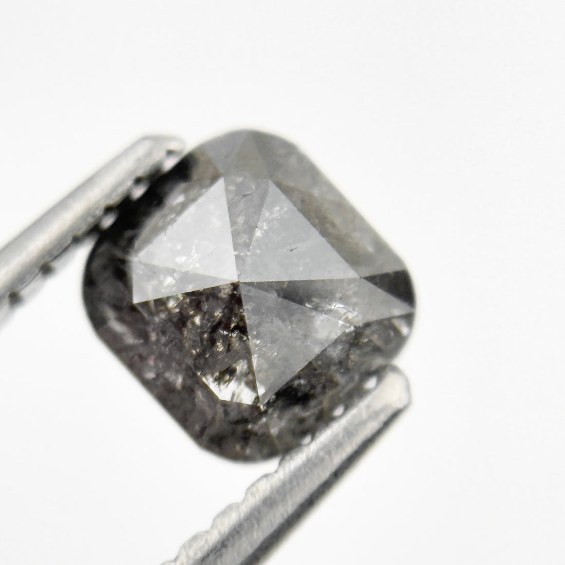 1.08 Ct Cushion Rose Cut Grey Natural Fancy Salt and pepper Diamond