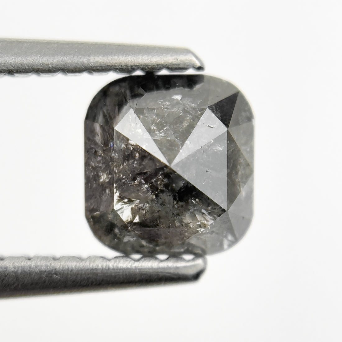 1.08 Ct Cushion Rose Cut Grey Natural Fancy Salt and pepper Diamond