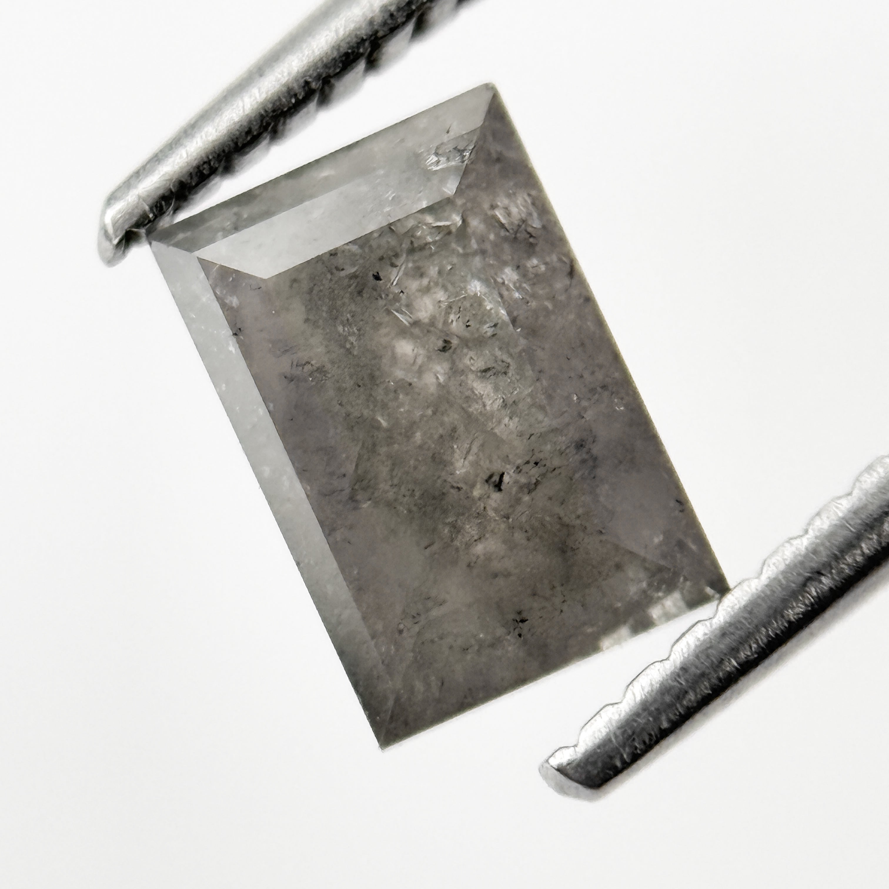 1.15 Ct Baguette Rose Cut Grey Natural Salt and Pepper Diamond