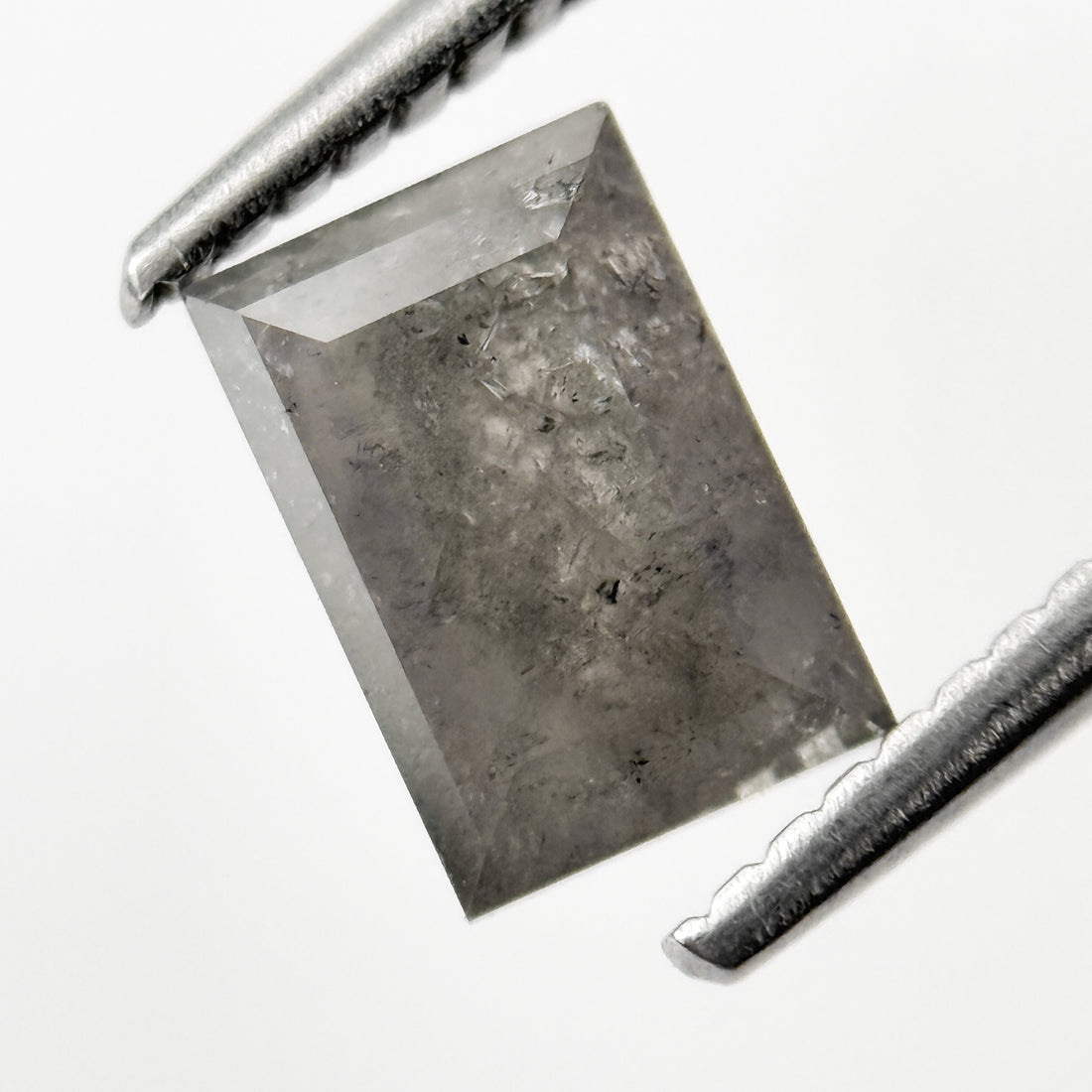 1.15 Ct Baguette Rose Cut Grey Natural Salt and Pepper Diamond