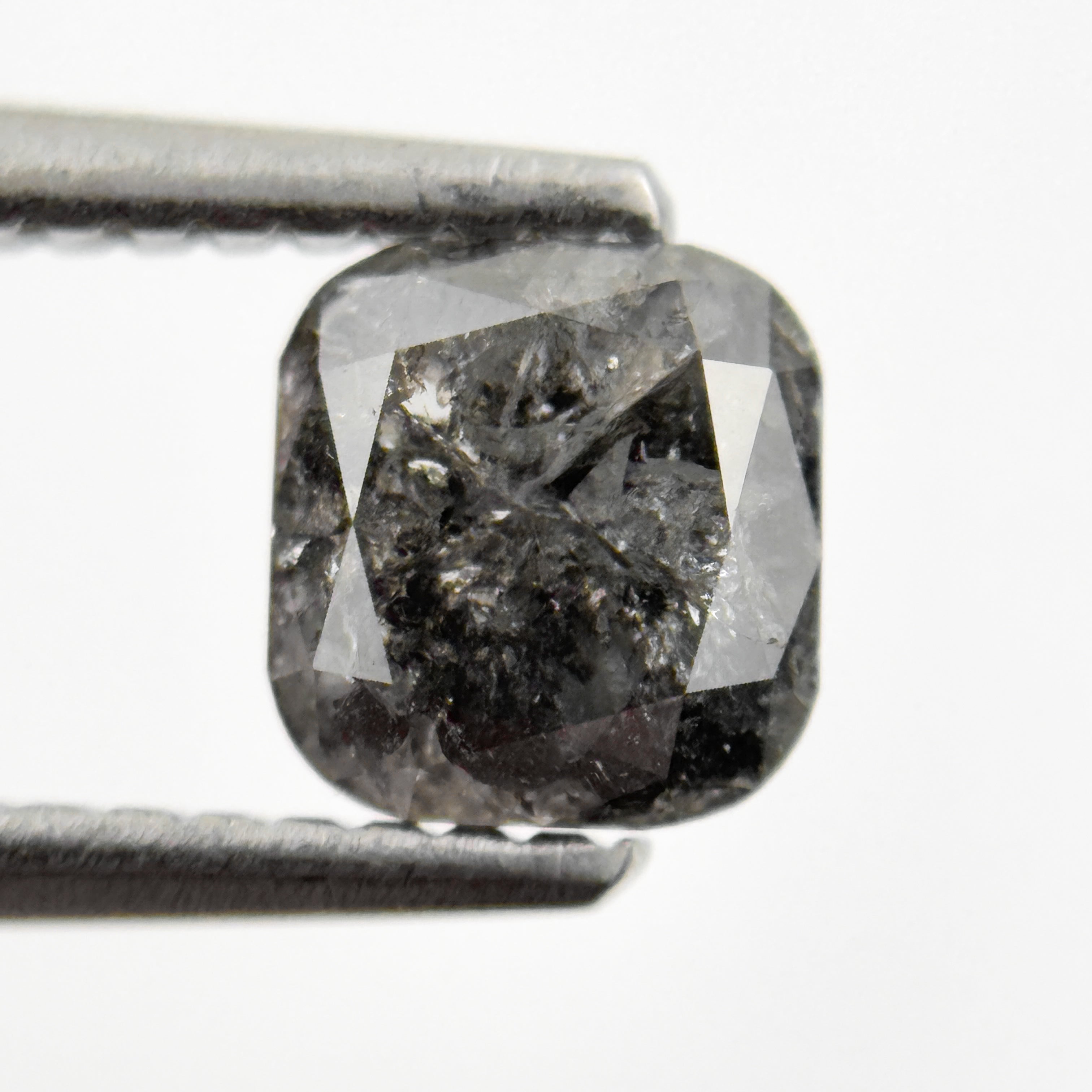 1.08 Ct Cushion Rose Cut Grey Natural Fancy Salt and pepper Diamond