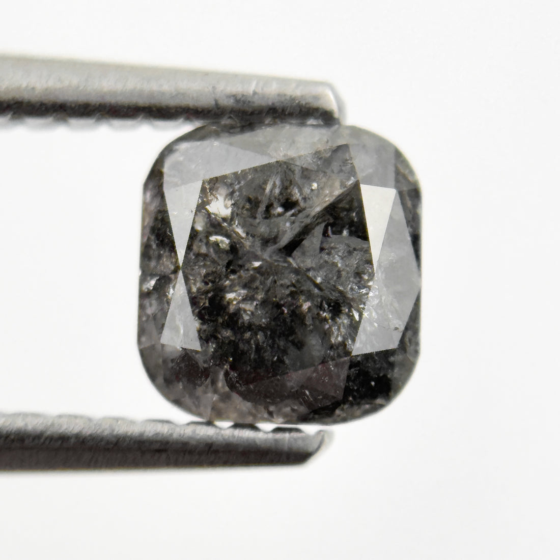 1.08 Ct Cushion Rose Cut Grey Natural Fancy Salt and pepper Diamond