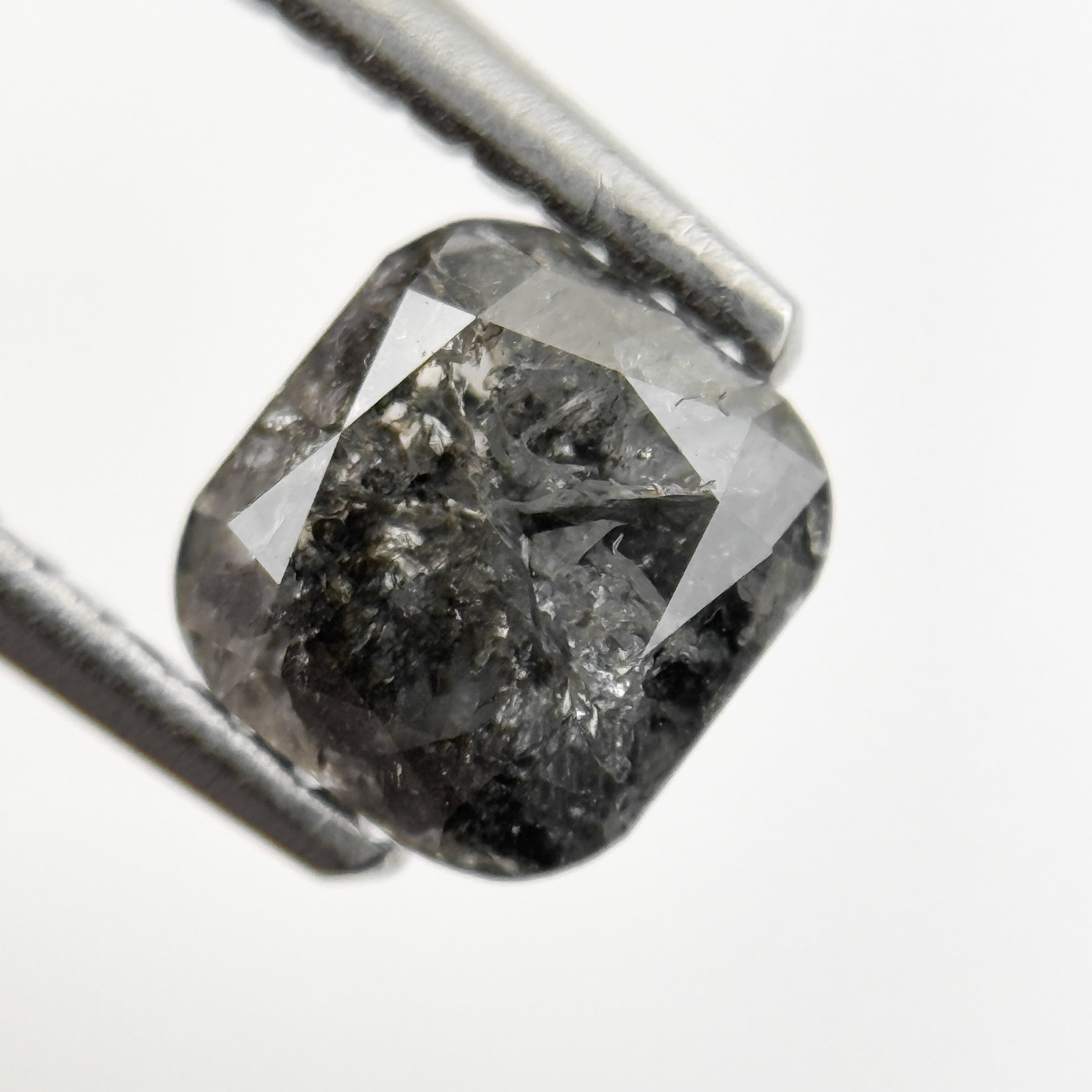1.08 Ct Cushion Rose Cut Grey Natural Fancy Salt and pepper Diamond