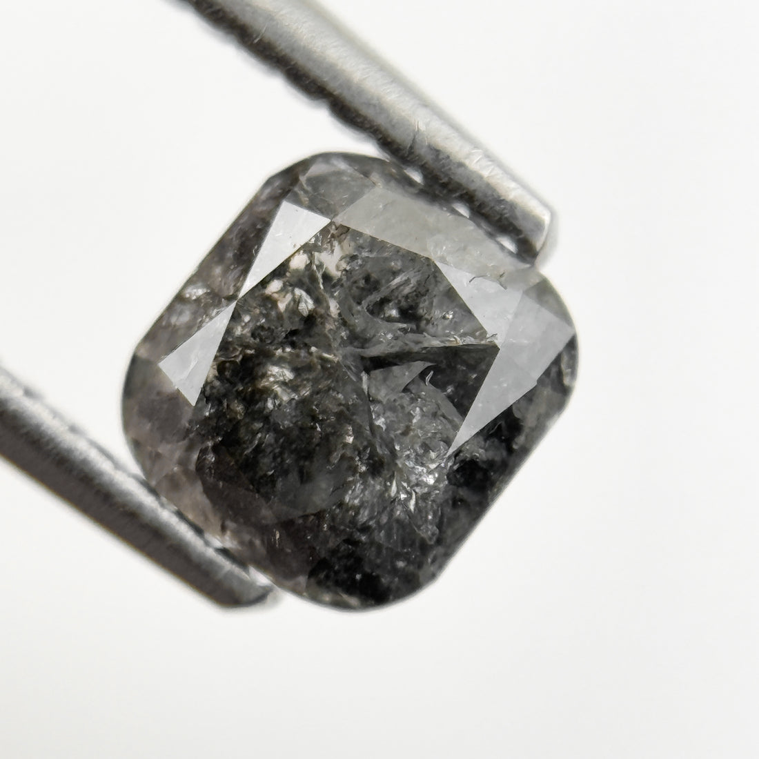 1.08 Ct Cushion Rose Cut Grey Natural Fancy Salt and pepper Diamond