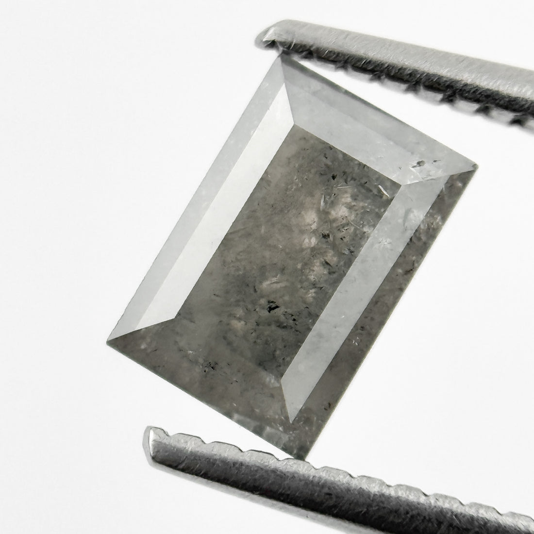 1.15 Ct Baguette Rose Cut Grey Natural Salt and Pepper Diamond