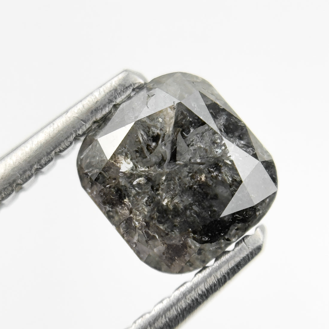 1.08 Ct Cushion Rose Cut Grey Natural Fancy Salt and pepper Diamond