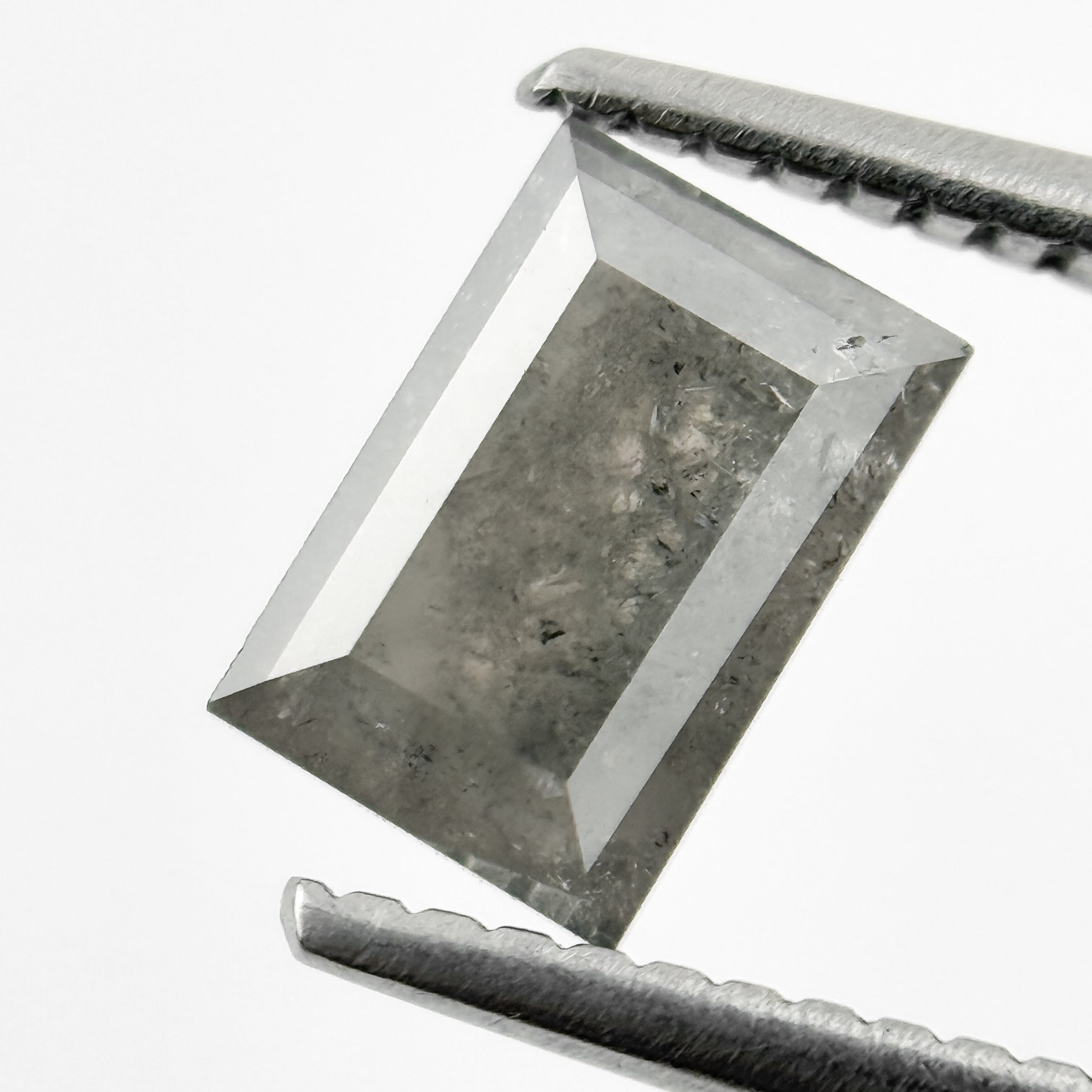 1.15 Ct Baguette Rose Cut Grey Natural Salt and Pepper Diamond