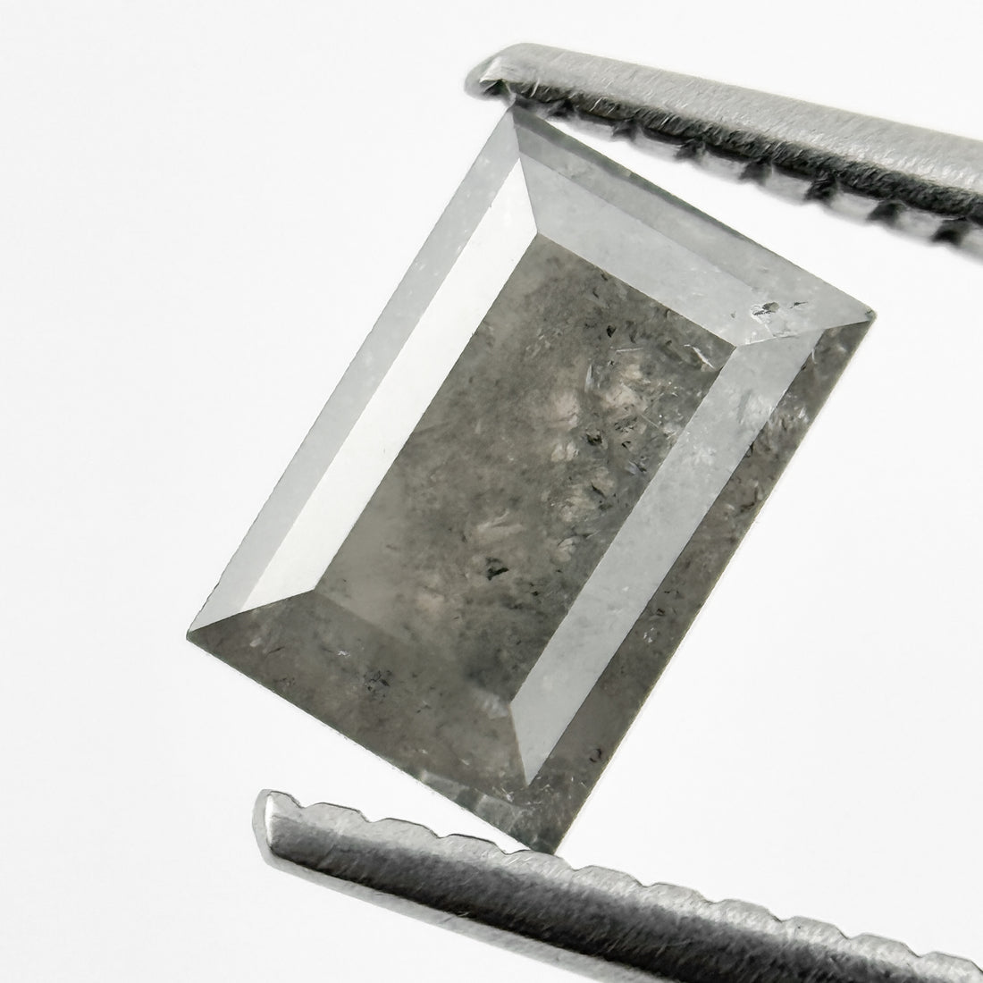 1.15 Ct Baguette Rose Cut Grey Natural Salt and Pepper Diamond