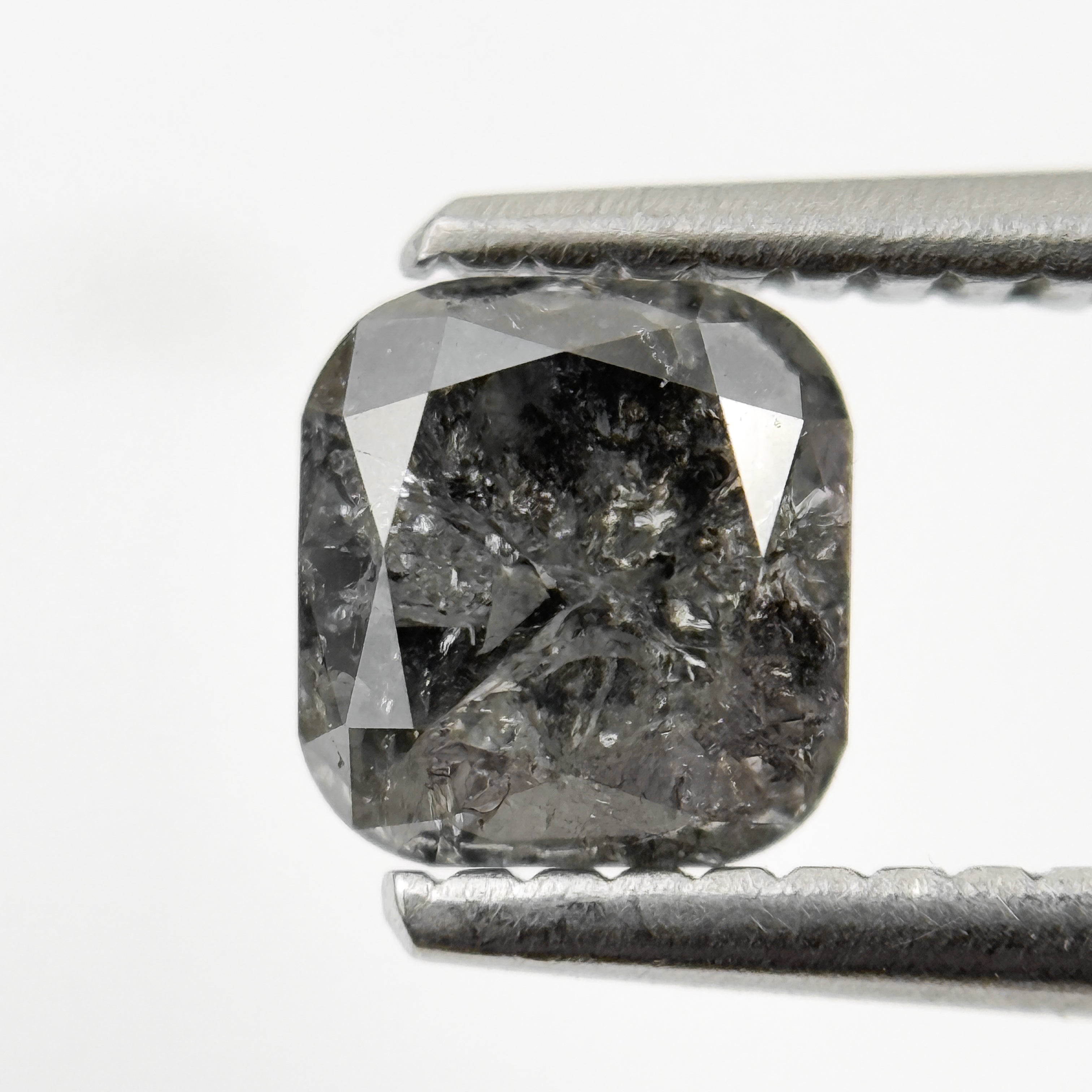 1.08 Ct Cushion Rose Cut Grey Natural Fancy Salt and pepper Diamond