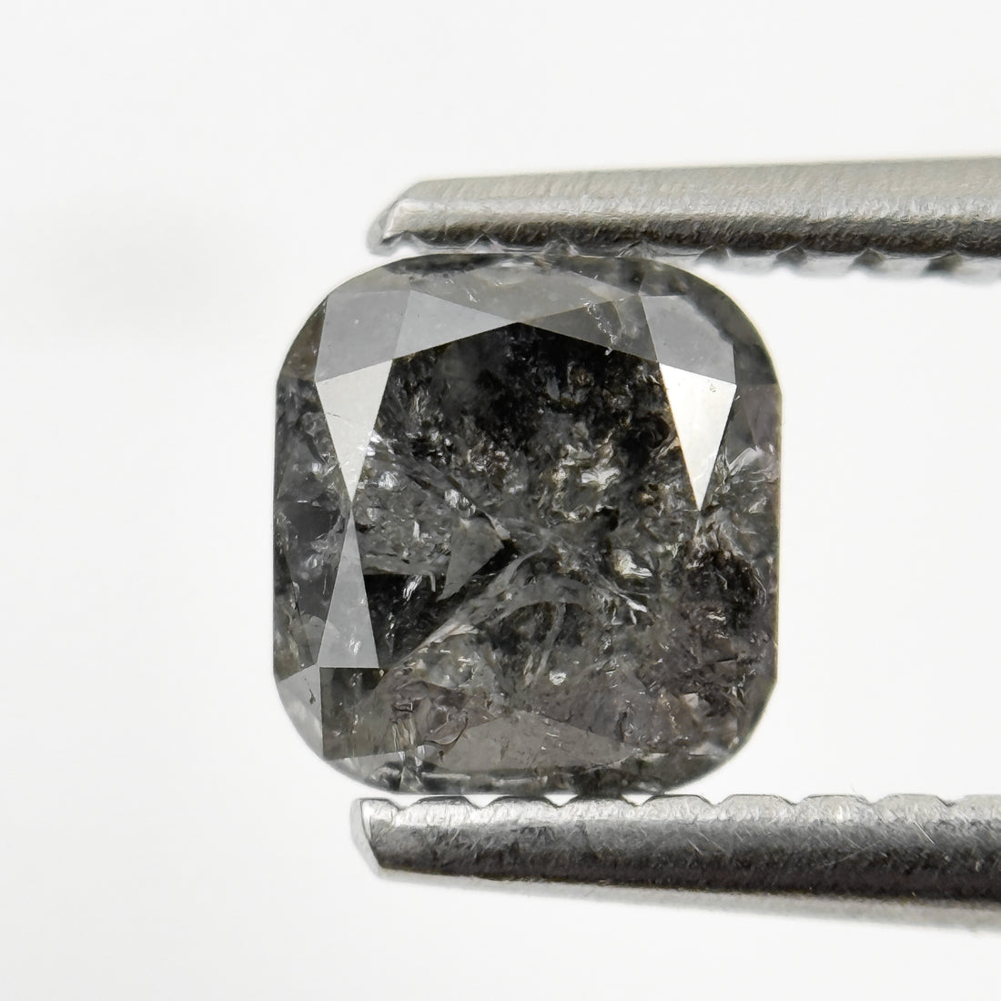 1.08 Ct Cushion Rose Cut Grey Natural Fancy Salt and pepper Diamond