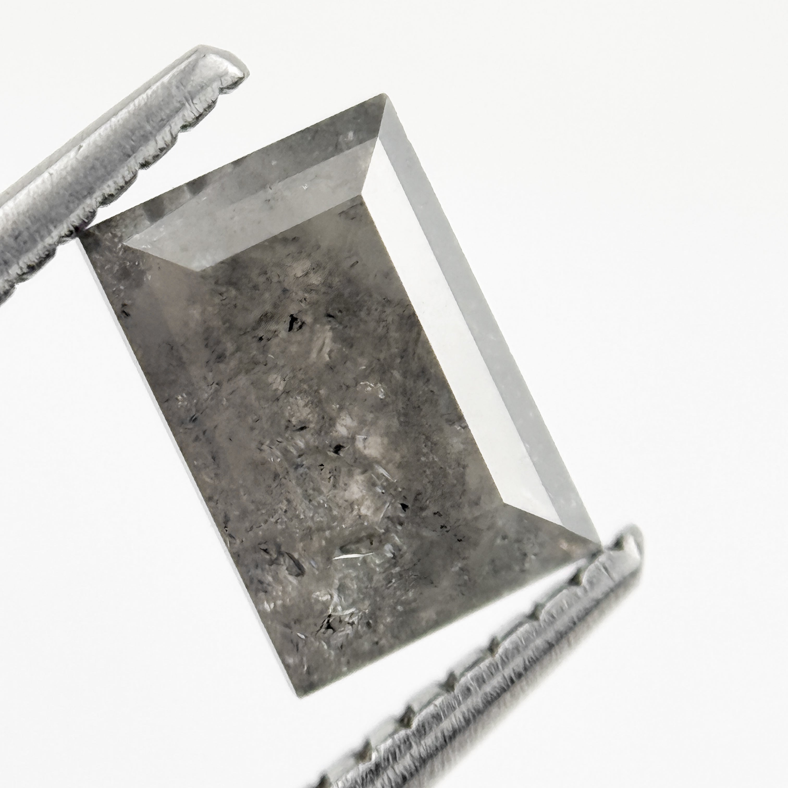 1.15 Ct Baguette Rose Cut Grey Natural Salt and Pepper Diamond