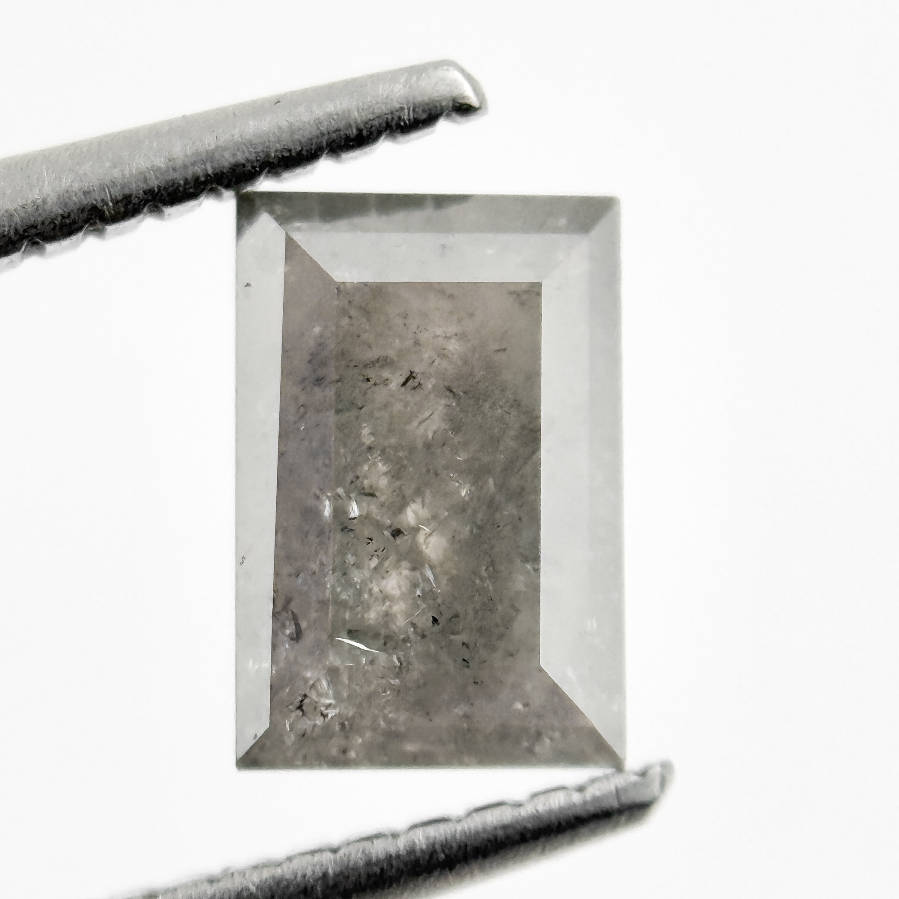 1.15 Ct Baguette Rose Cut Grey Natural Salt and Pepper Diamond