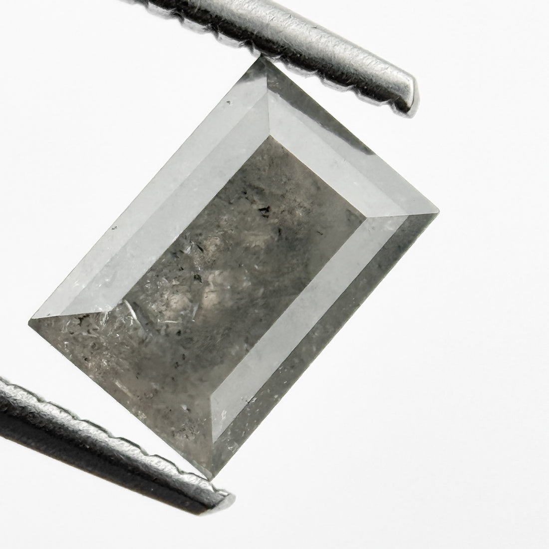 1.15 Ct Baguette Rose Cut Grey Natural Salt and Pepper Diamond