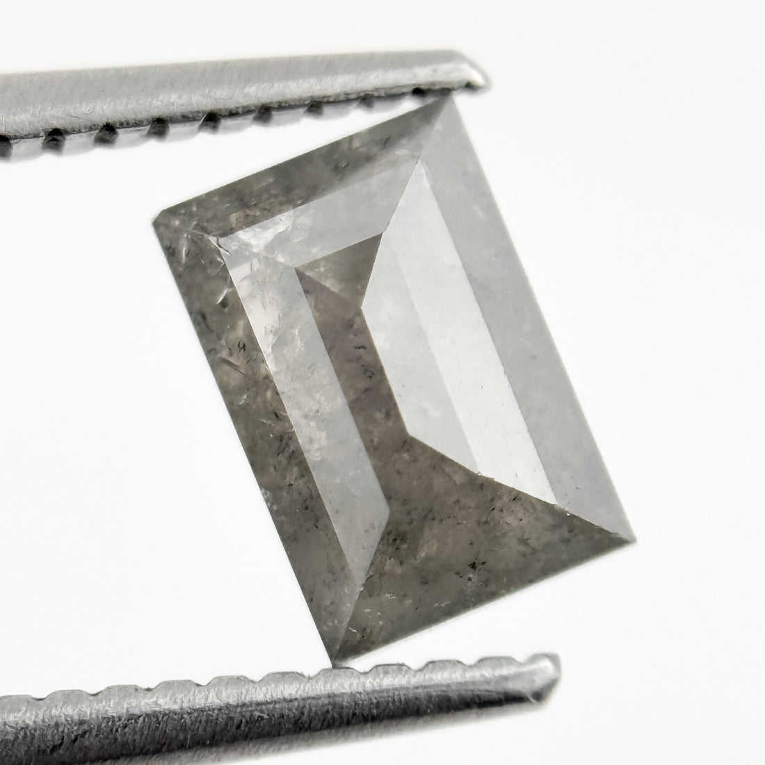 1.15 Ct Baguette Rose Cut Grey Natural Salt and Pepper Diamond