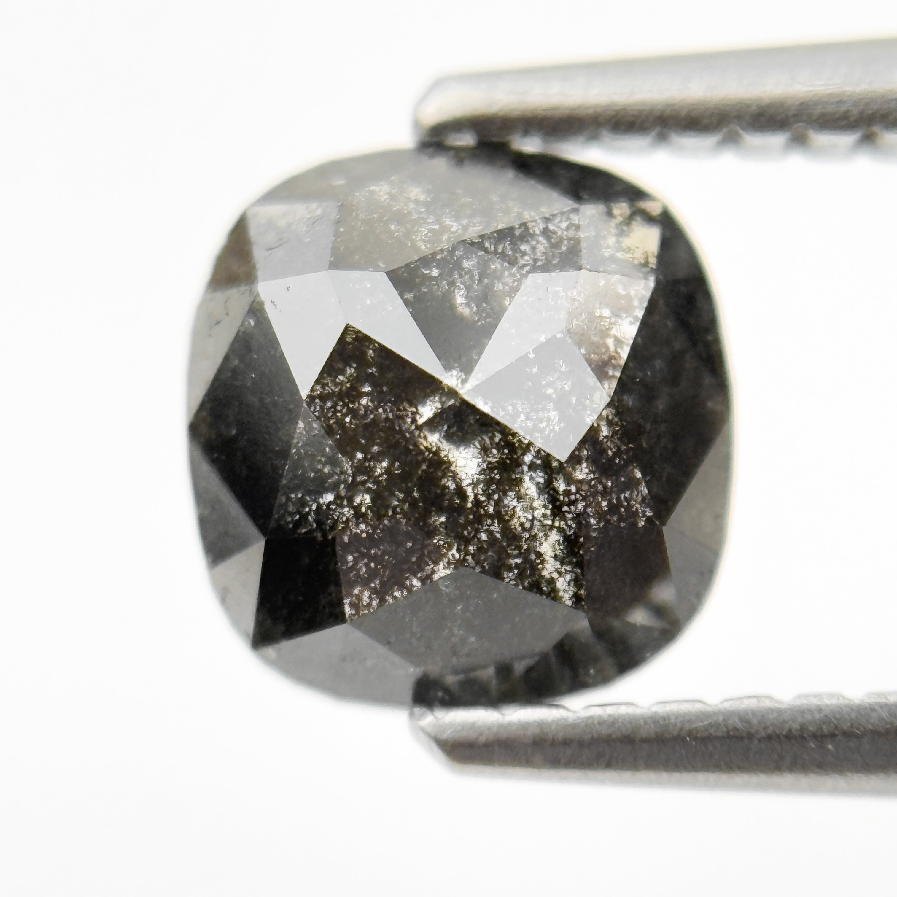 1.06 Ct Cushion Rose Cut Grey Natural Salt and pepper Diamond