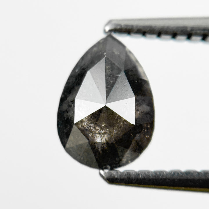 0.88 Ct Pear Rose Cut Grey Natural Salt and Pepper Diamond