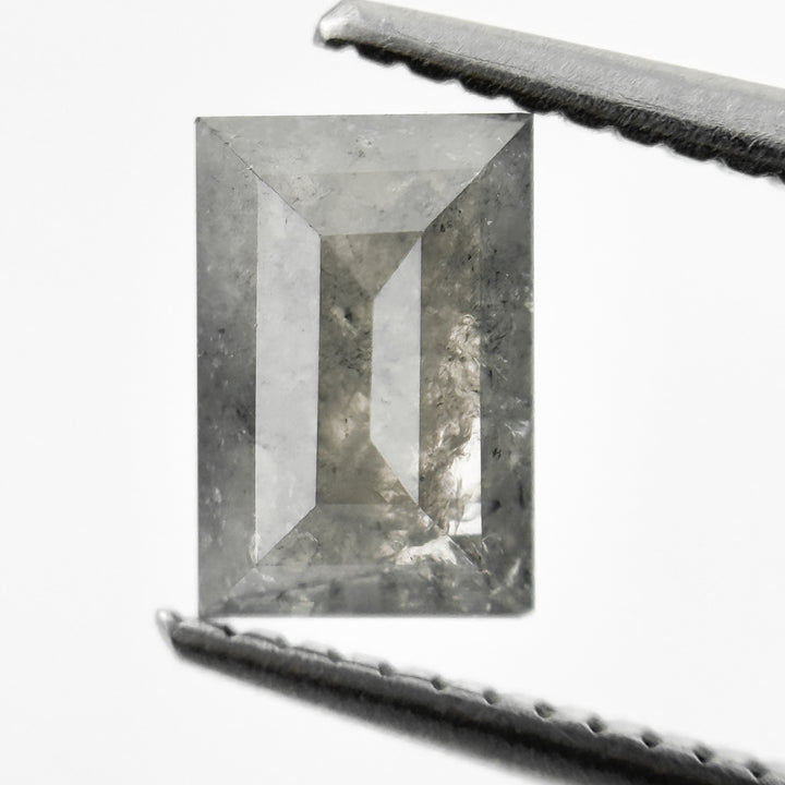 1.15 Ct Baguette Rose Cut Grey Natural Salt and Pepper Diamond