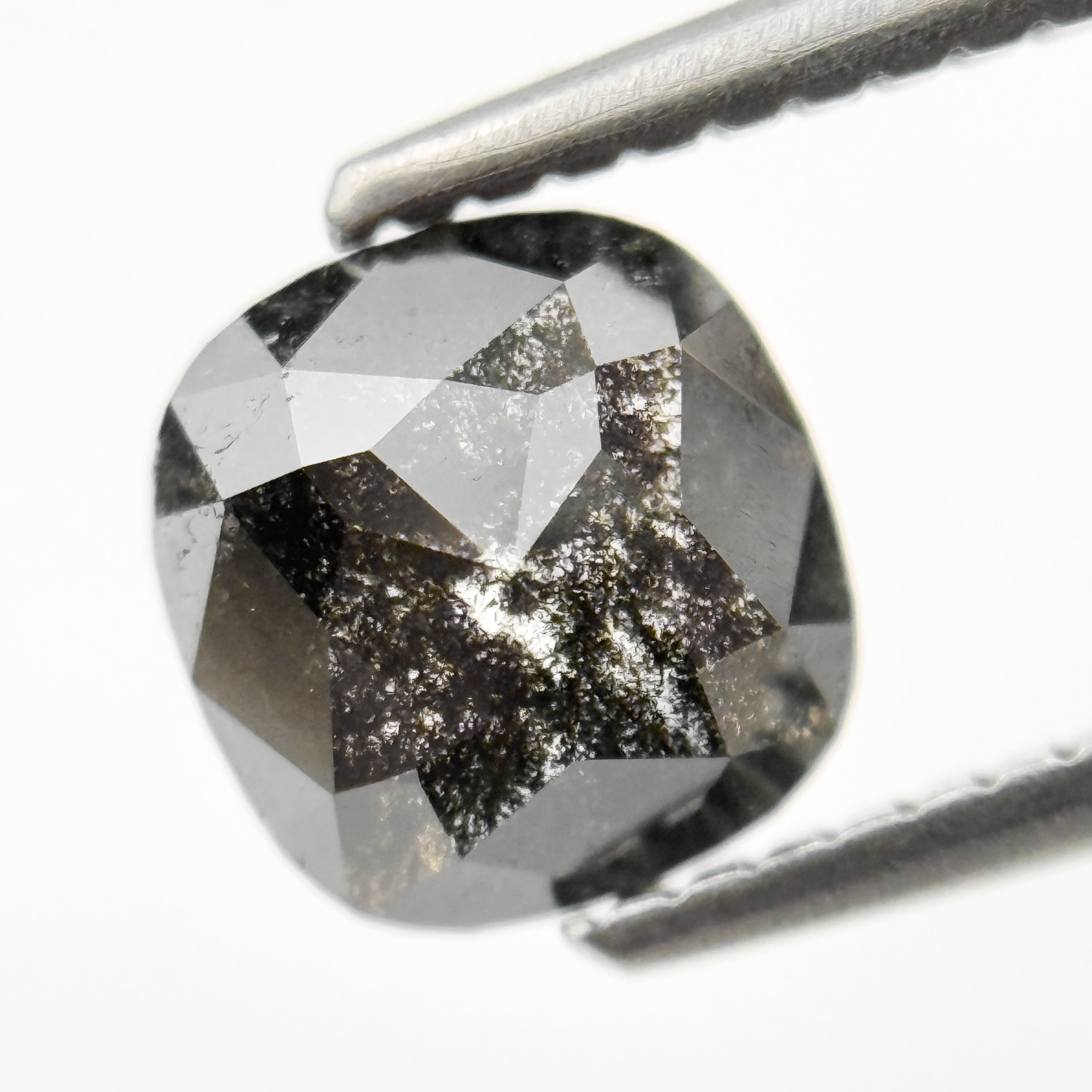 1.06 Ct Cushion Rose Cut Grey Natural Salt and pepper Diamond