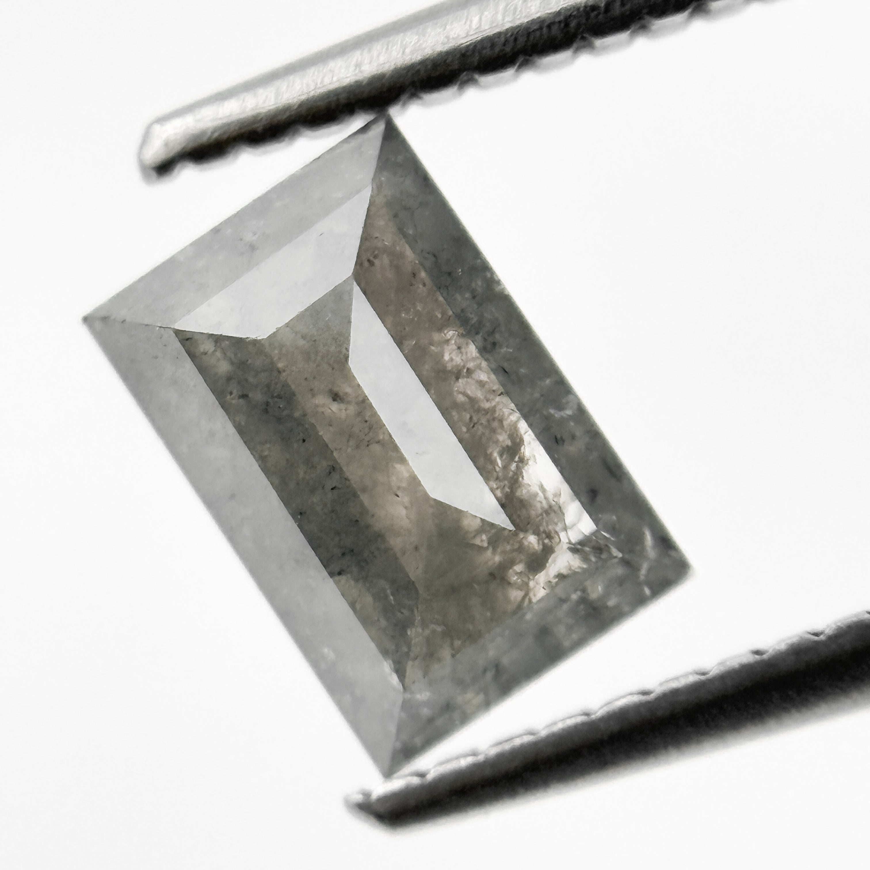 1.15 Ct Baguette Rose Cut Grey Natural Salt and Pepper Diamond