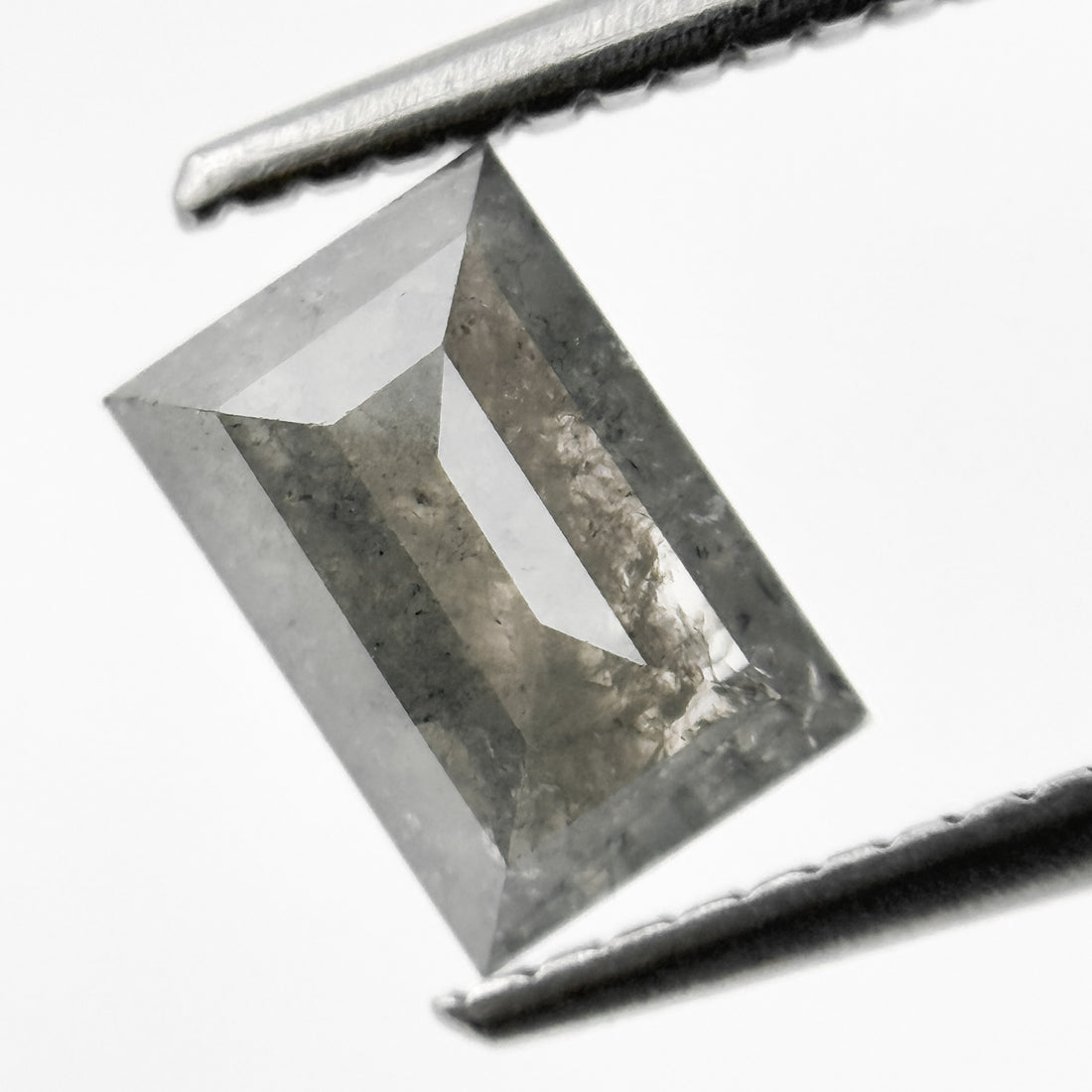 1.15 Ct Baguette Rose Cut Grey Natural Salt and Pepper Diamond