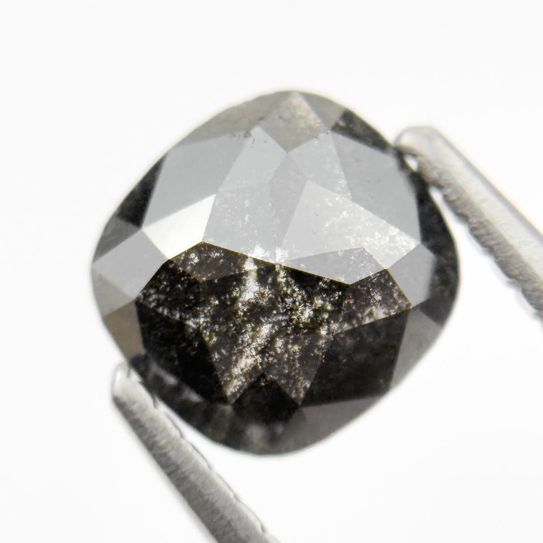 1.06 Ct Cushion Rose Cut Grey Natural Salt and pepper Diamond